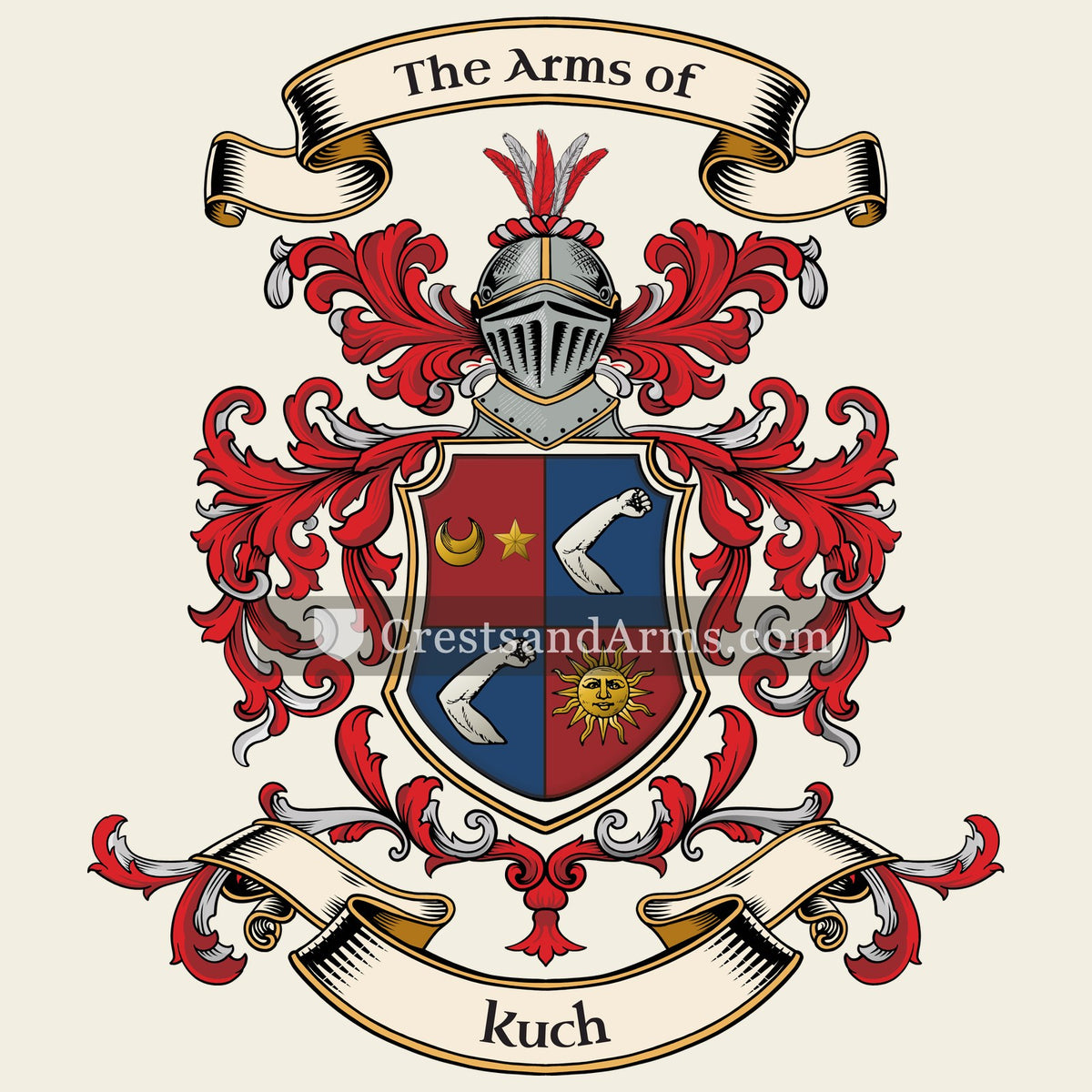 The Kuch coat of arms, drawn from the recorded blazon