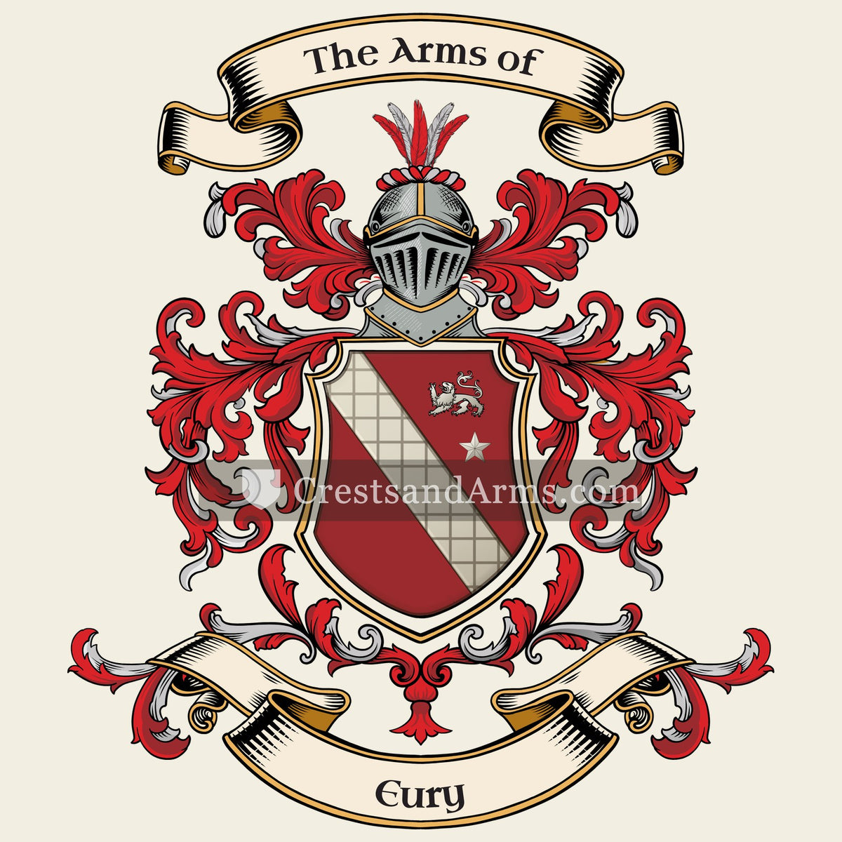 The Eury coat of arms, drawn from the recorded blazon