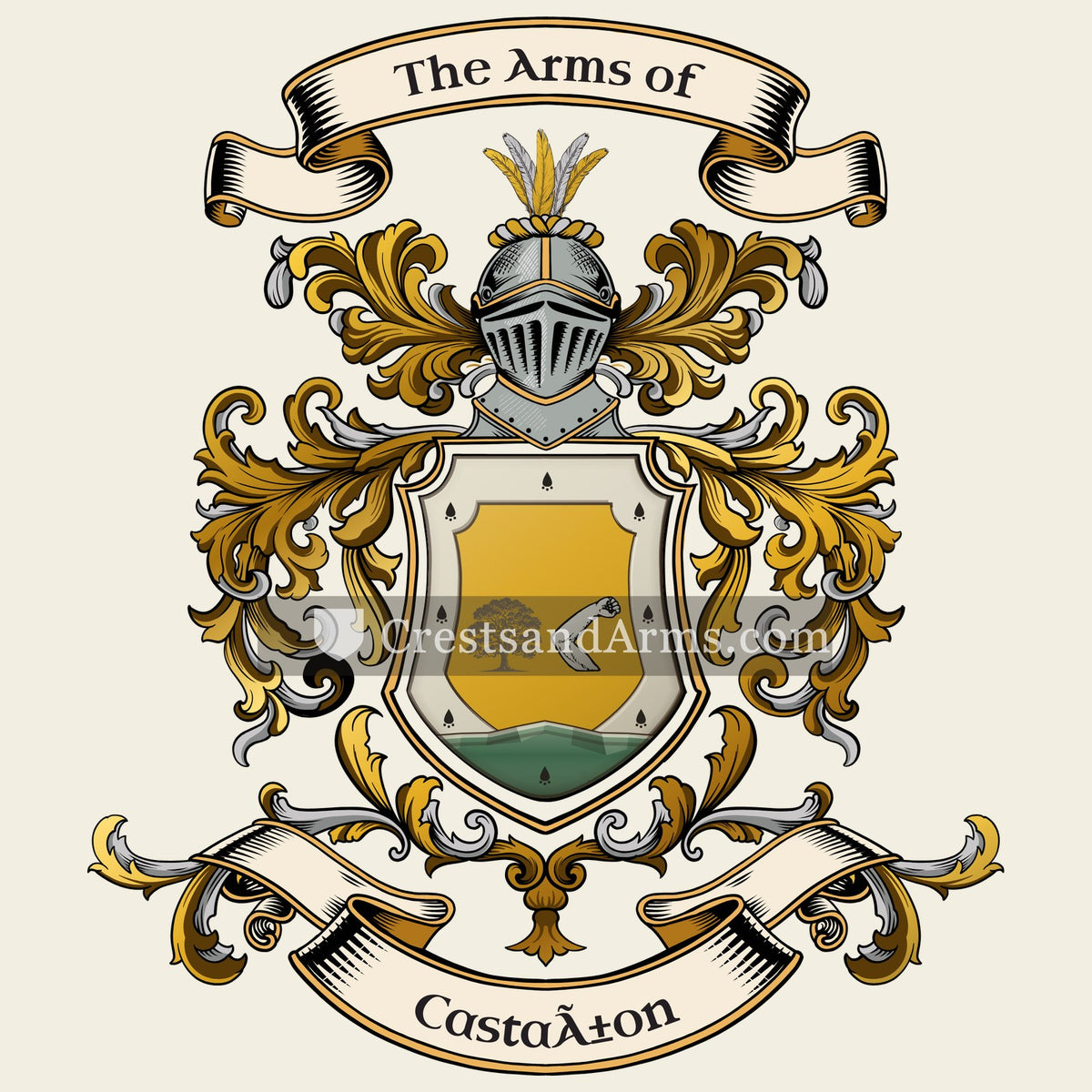 The Castañon coat of arms, drawn from the recorded blazon