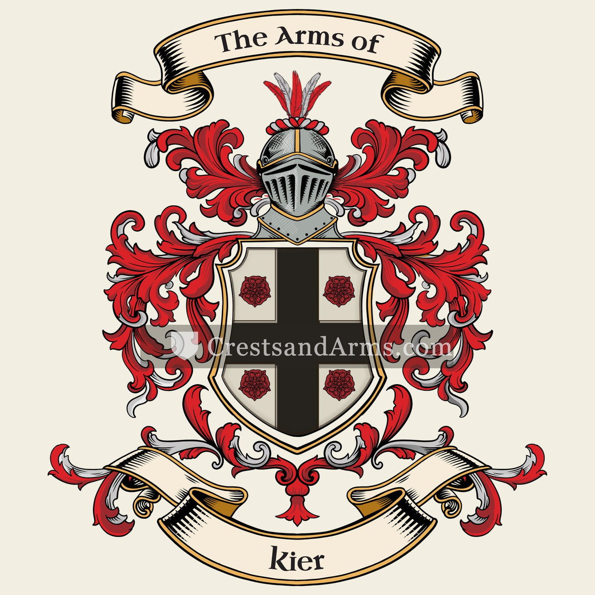 The Kier coat of arms, drawn from the recorded blazon
