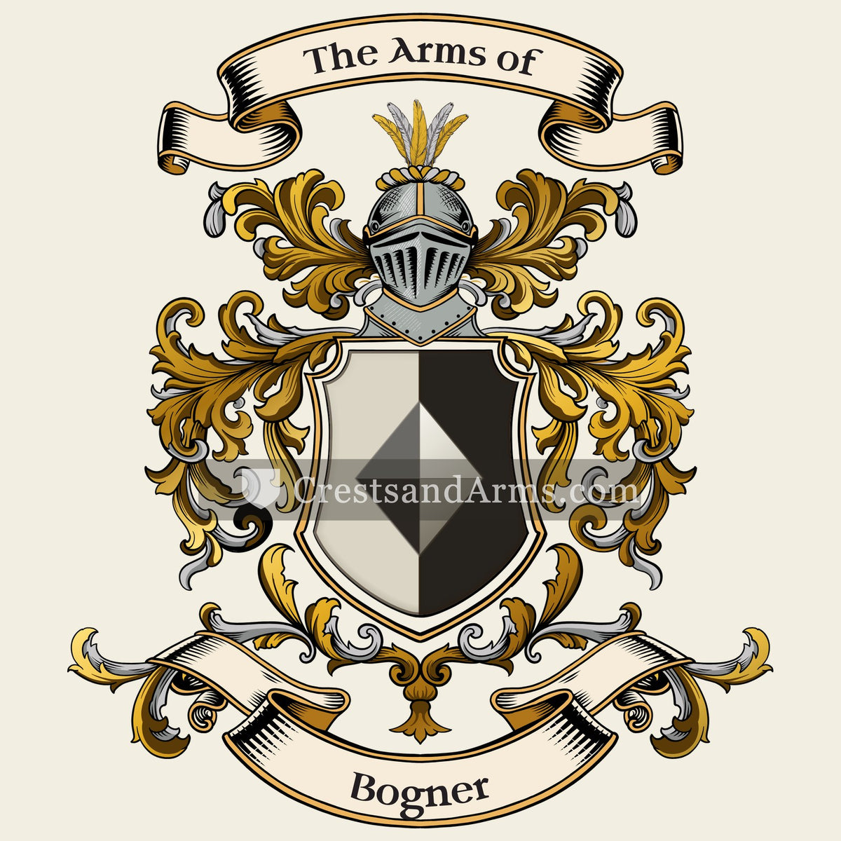 The Bogner coat of arms, drawn from the recorded blazon