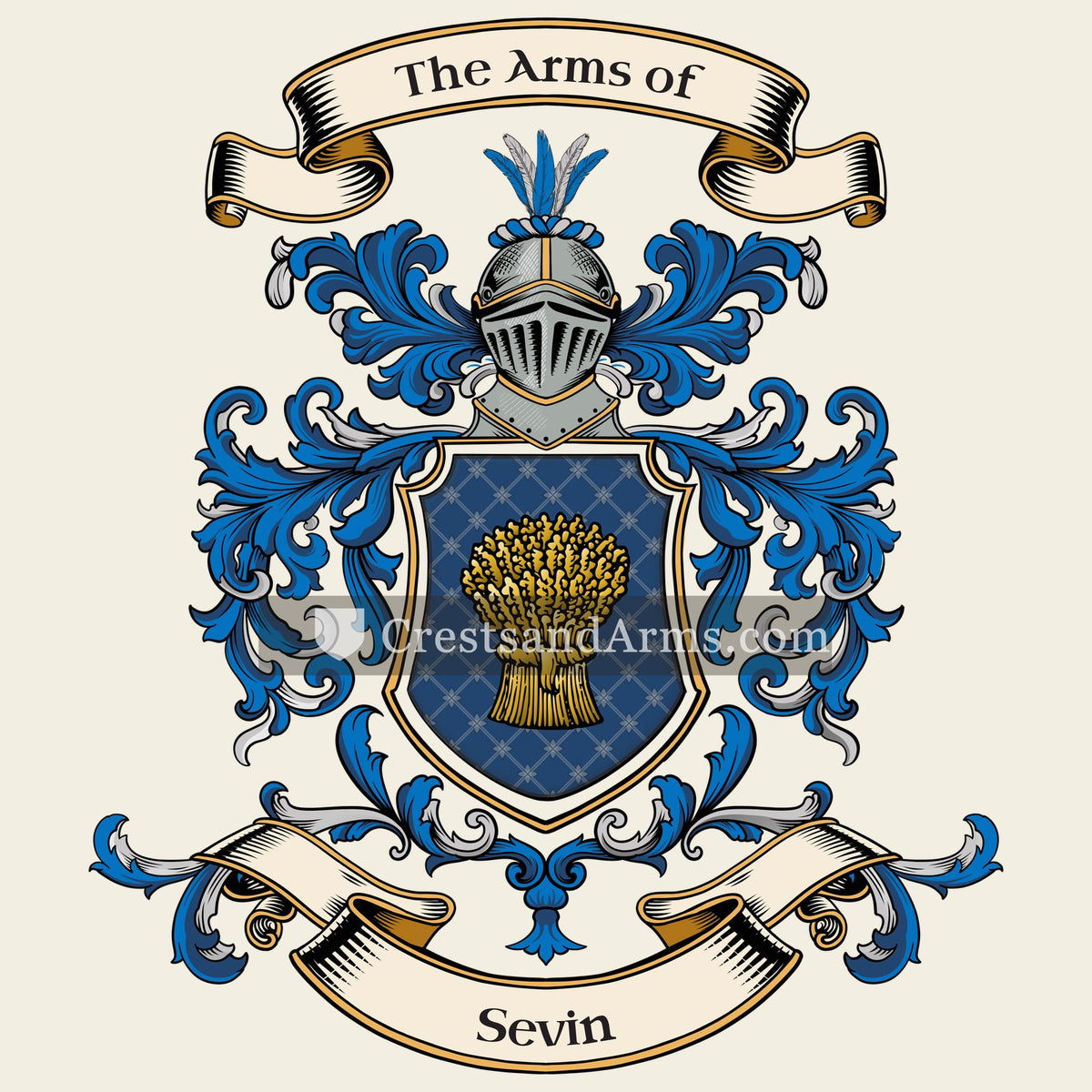 The Sevin coat of arms, drawn from the recorded blazon