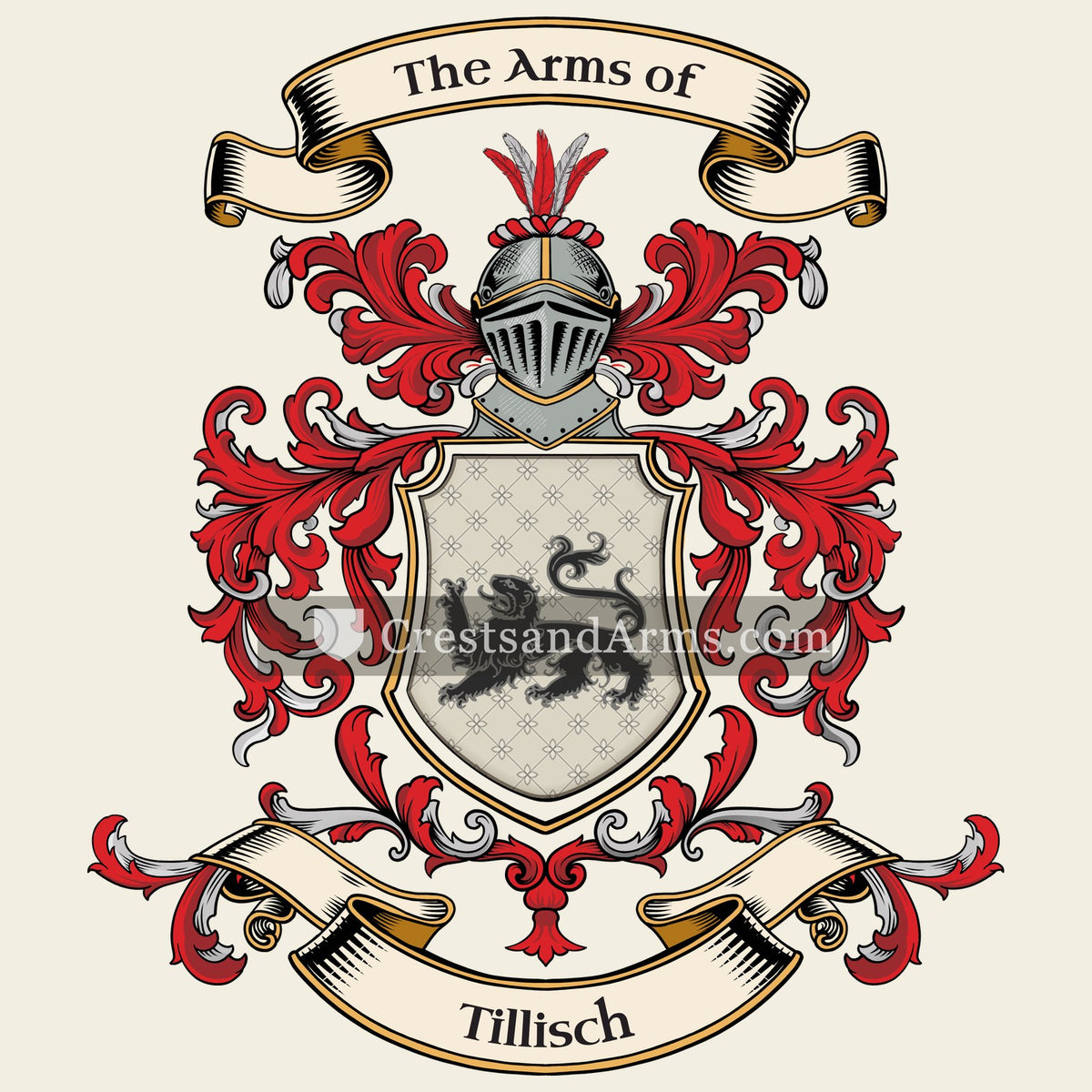 The Tillisch coat of arms, drawn from the recorded blazon