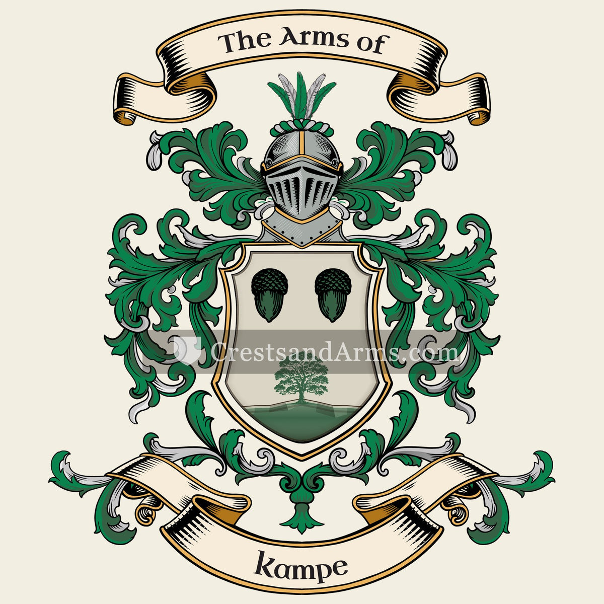 The Kampe coat of arms, drawn from the recorded blazon
