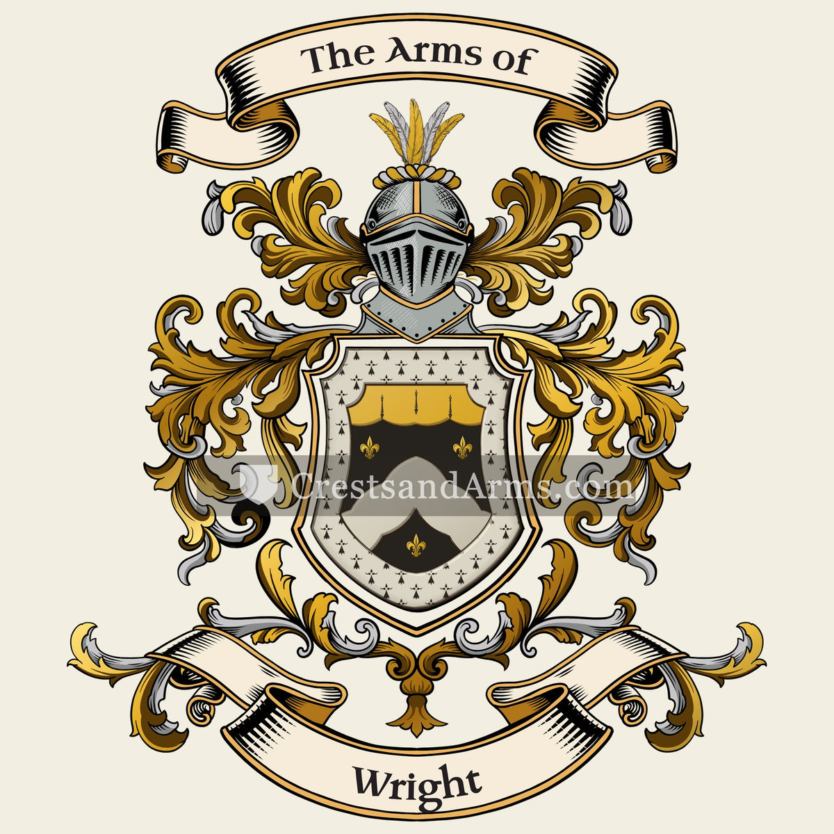The Wright coat of arms, drawn from the recorded blazon