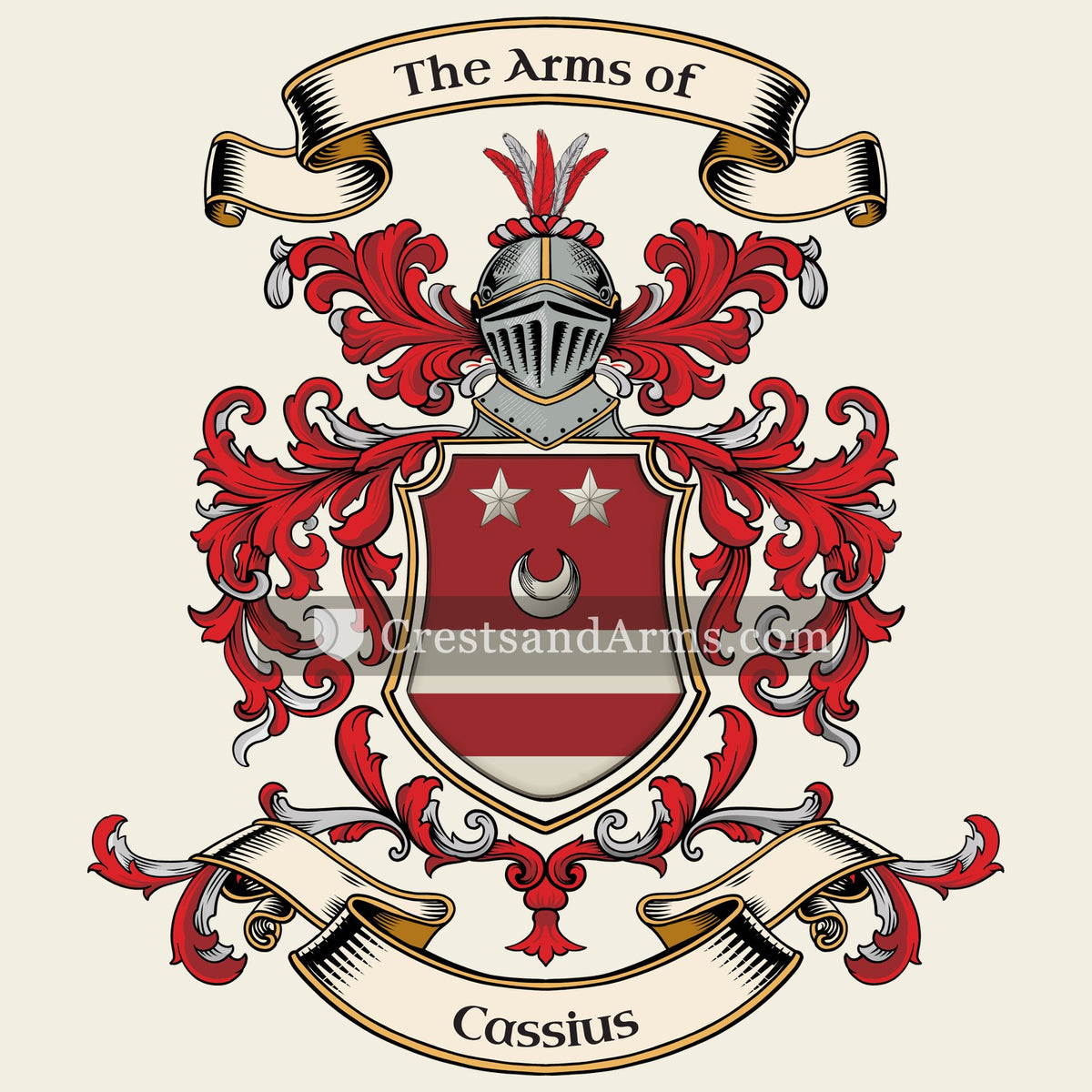 The Cassius coat of arms, drawn from the recorded blazon