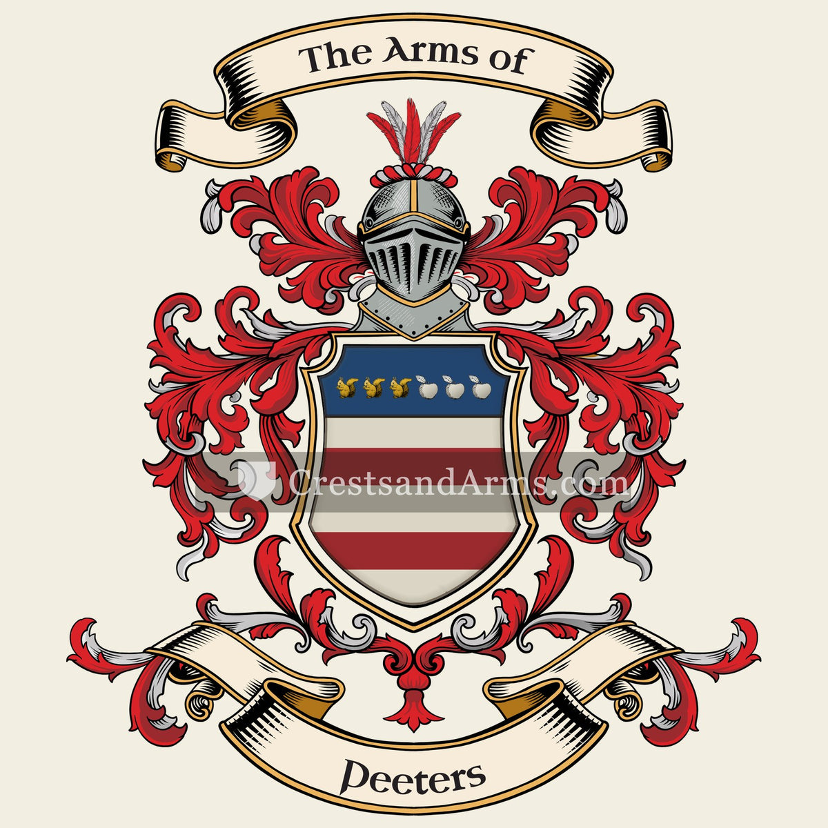 The Peeters coat of arms, drawn from the recorded blazon