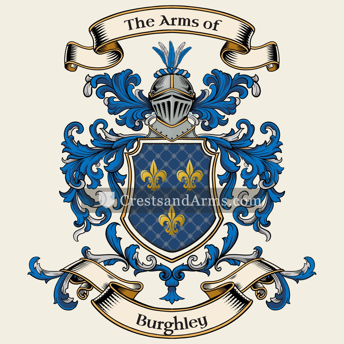 The Burghley coat of arms, drawn from the recorded blazon