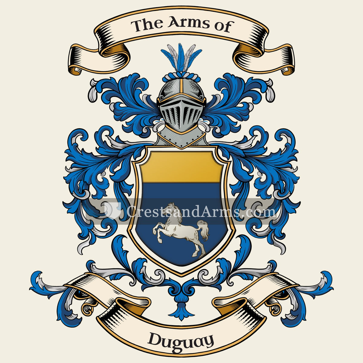The Duguay coat of arms, drawn from the recorded blazon