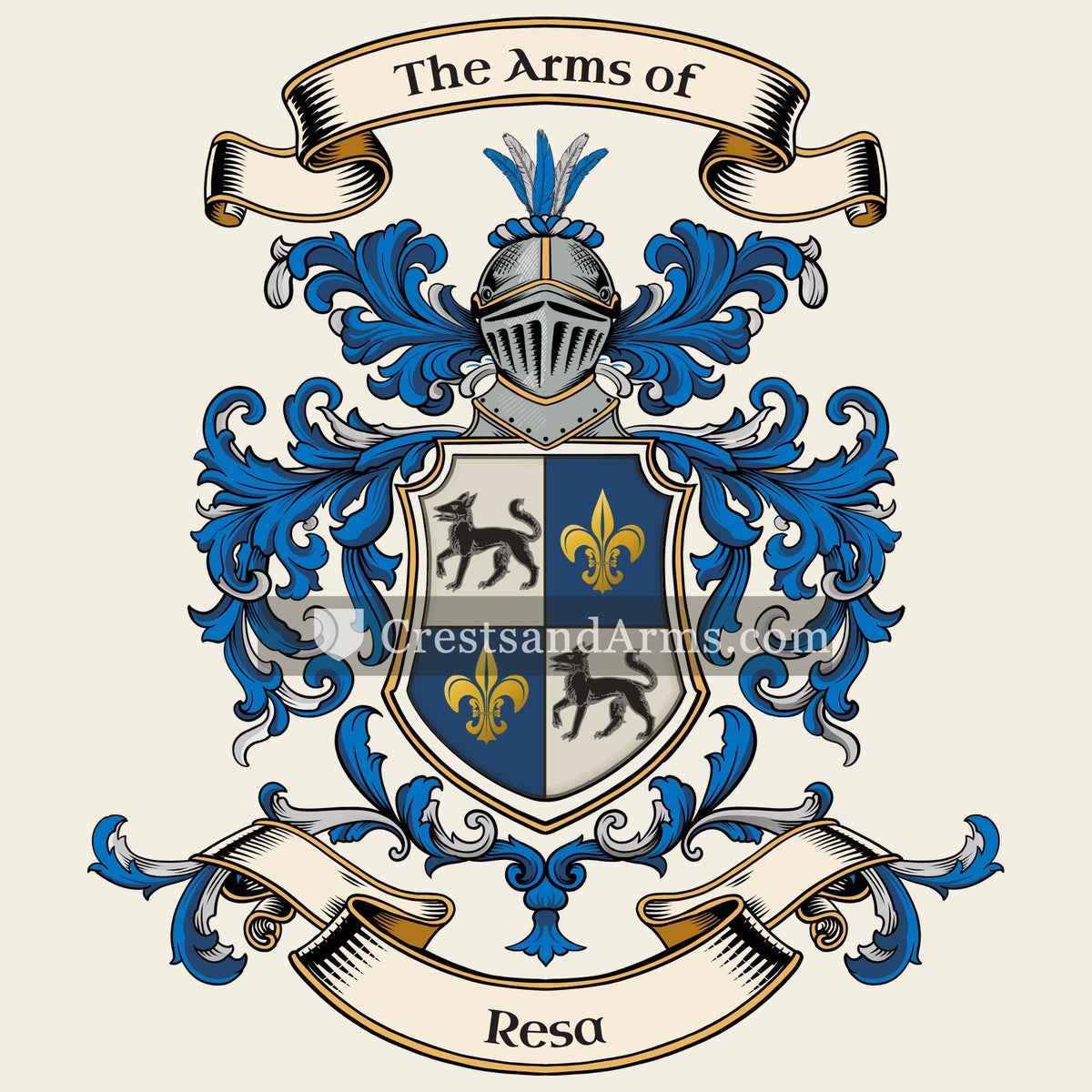 The Resa coat of arms, drawn from the recorded blazon
