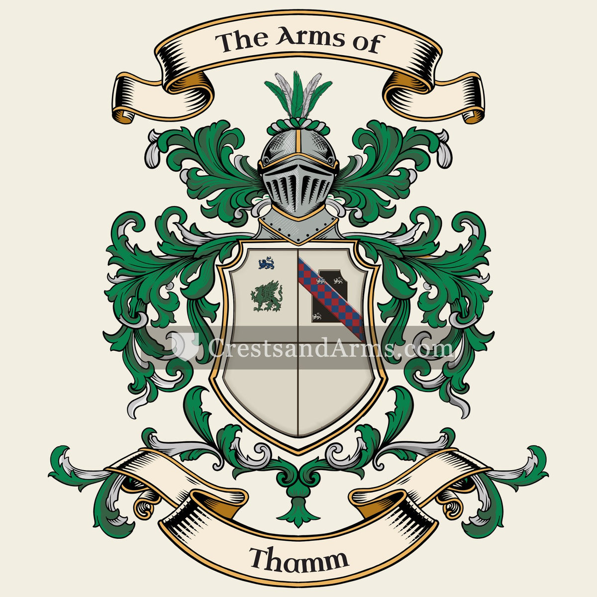 The Thamm coat of arms, drawn from the recorded blazon
