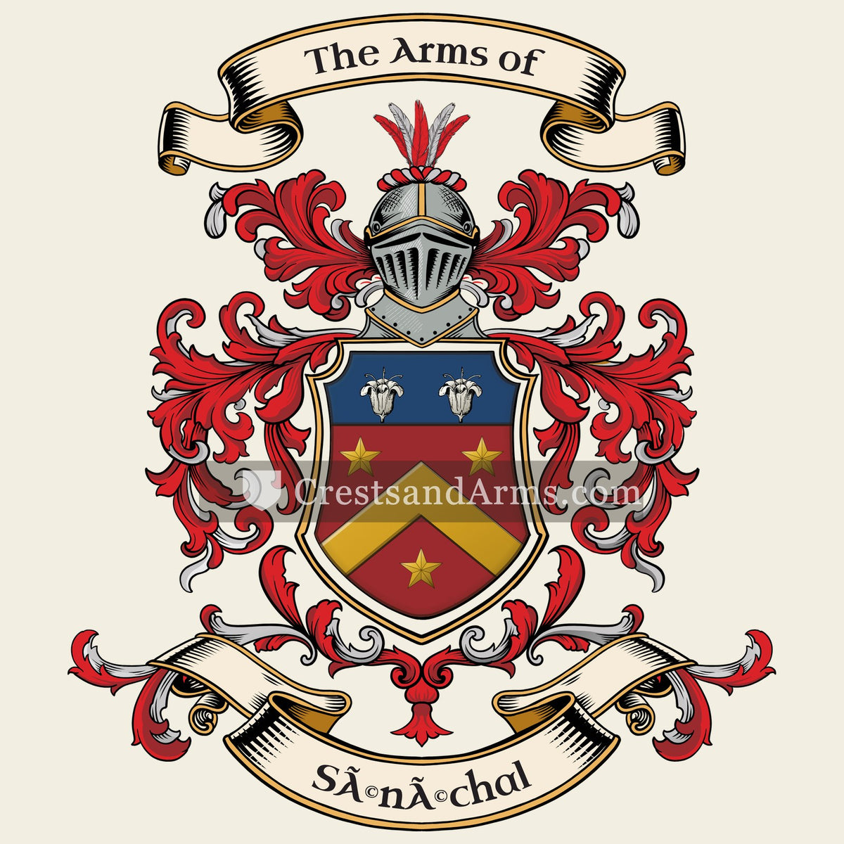 The Sénéchal coat of arms, drawn from the recorded blazon