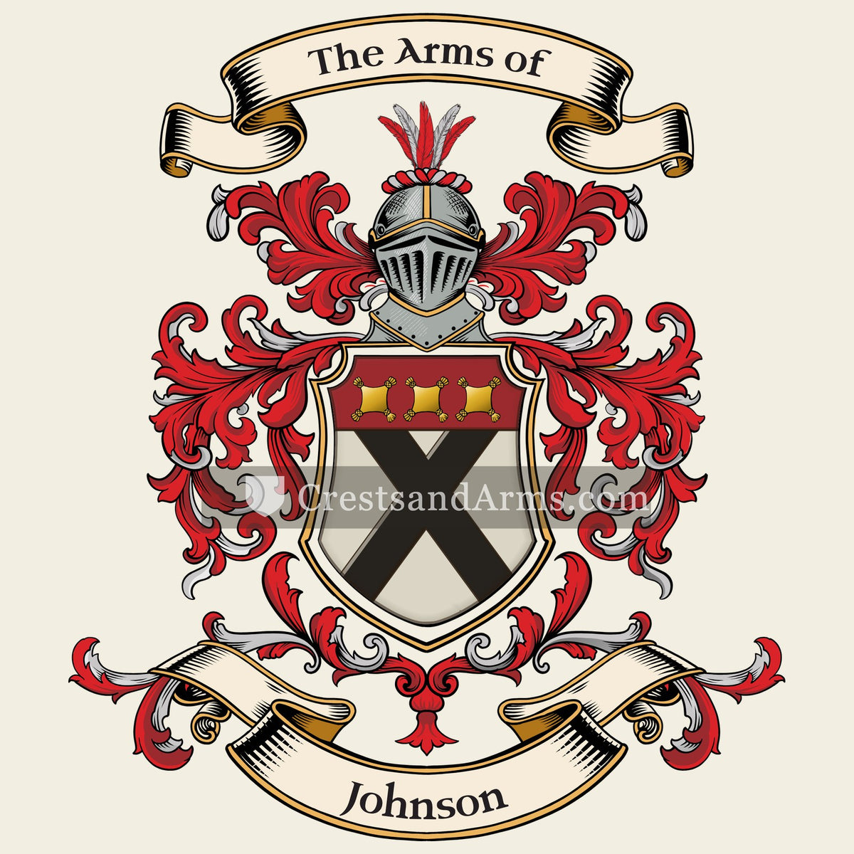 The Johnson coat of arms, drawn from the recorded blazon