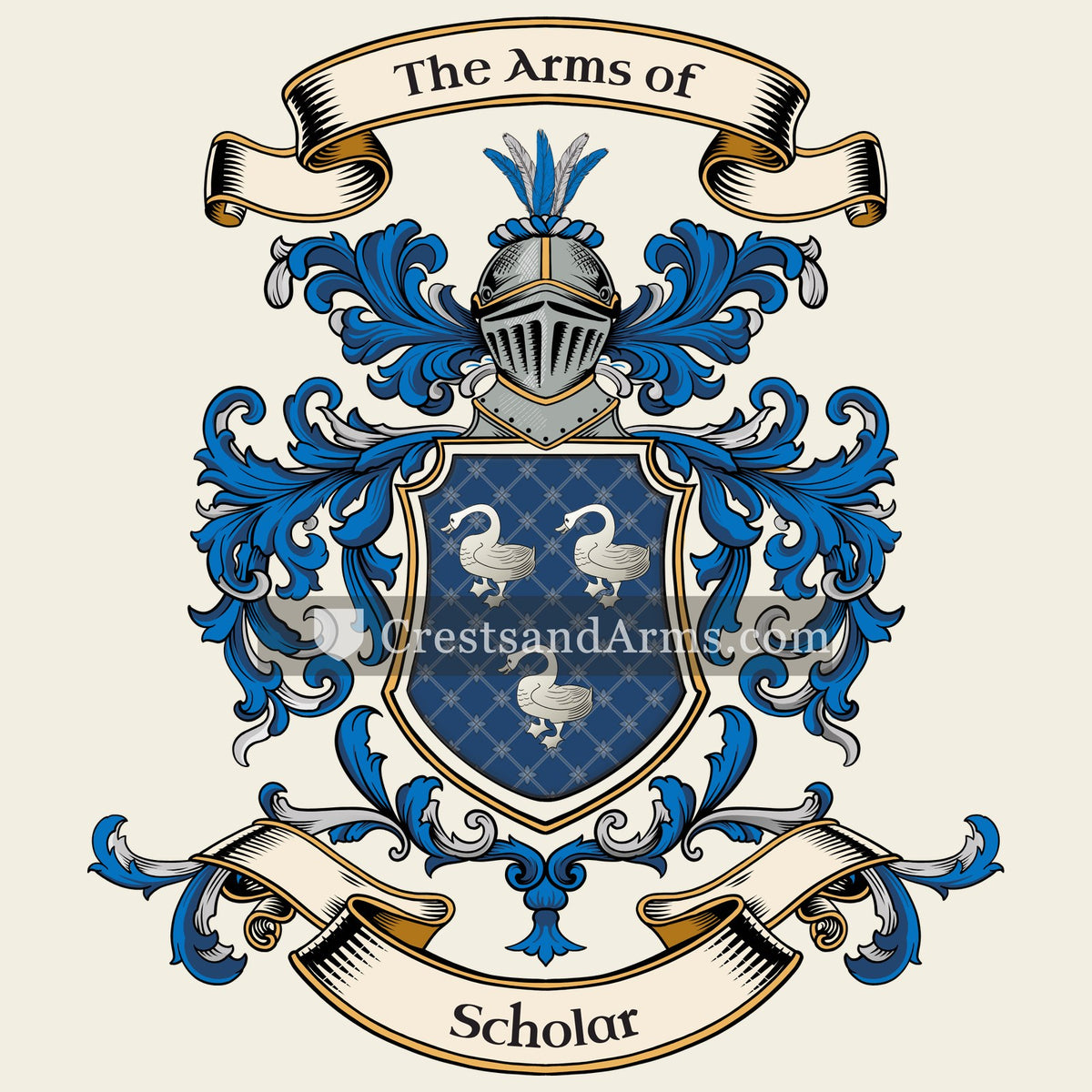 The Scholar coat of arms, drawn from the recorded blazon