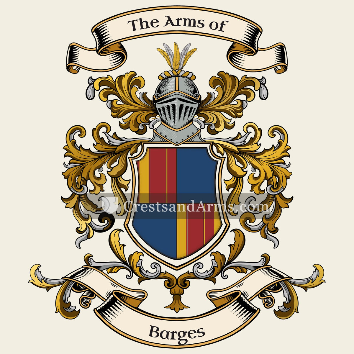 The Barges coat of arms, drawn from the recorded blazon