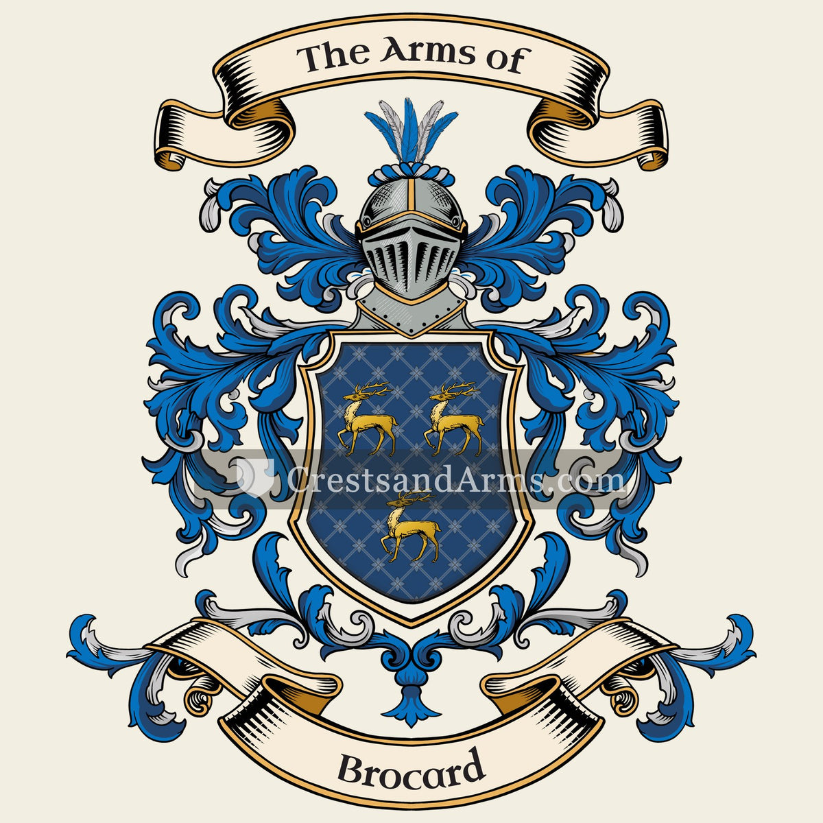 The Brocard coat of arms, drawn from the recorded blazon