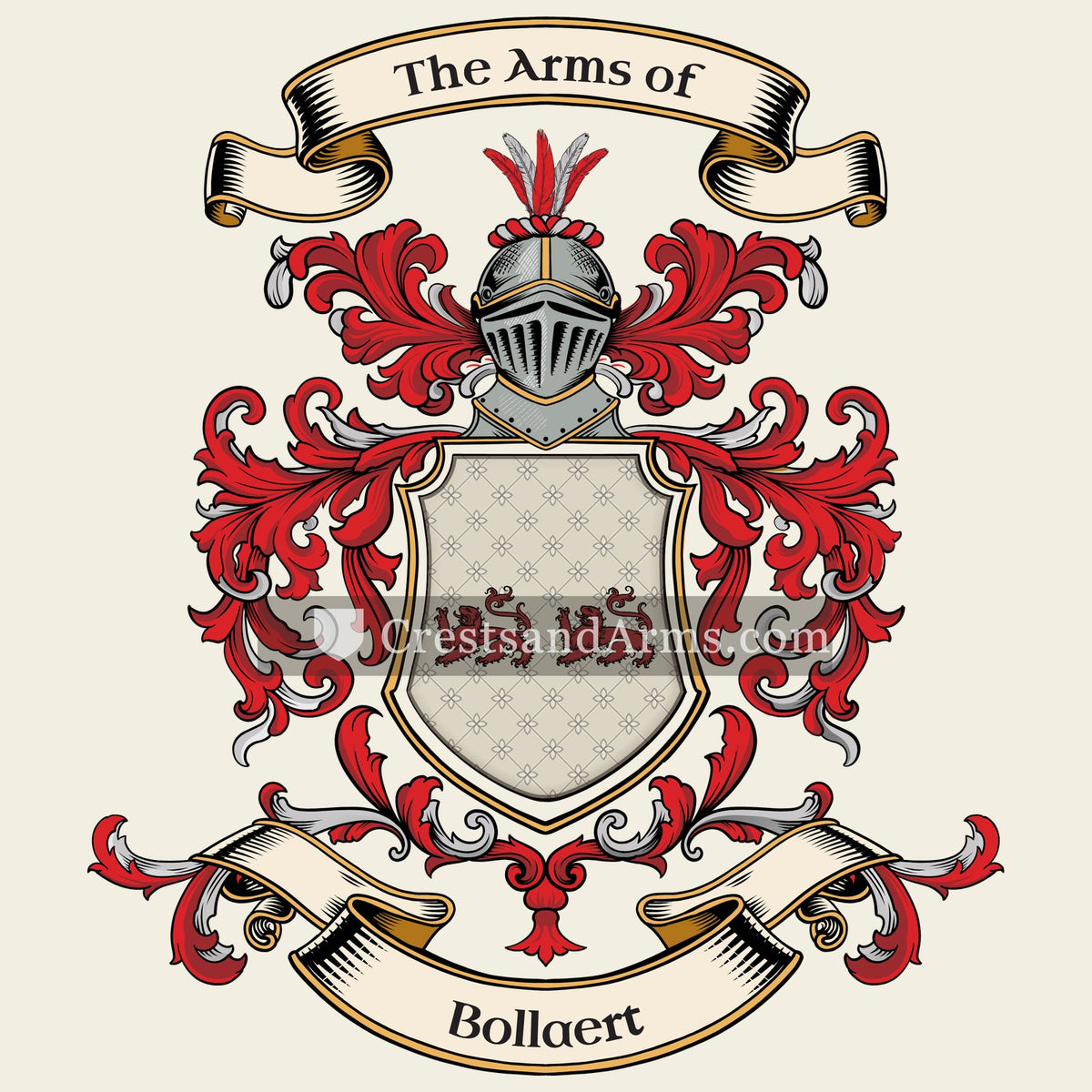 The Bollaert coat of arms, drawn from the recorded blazon