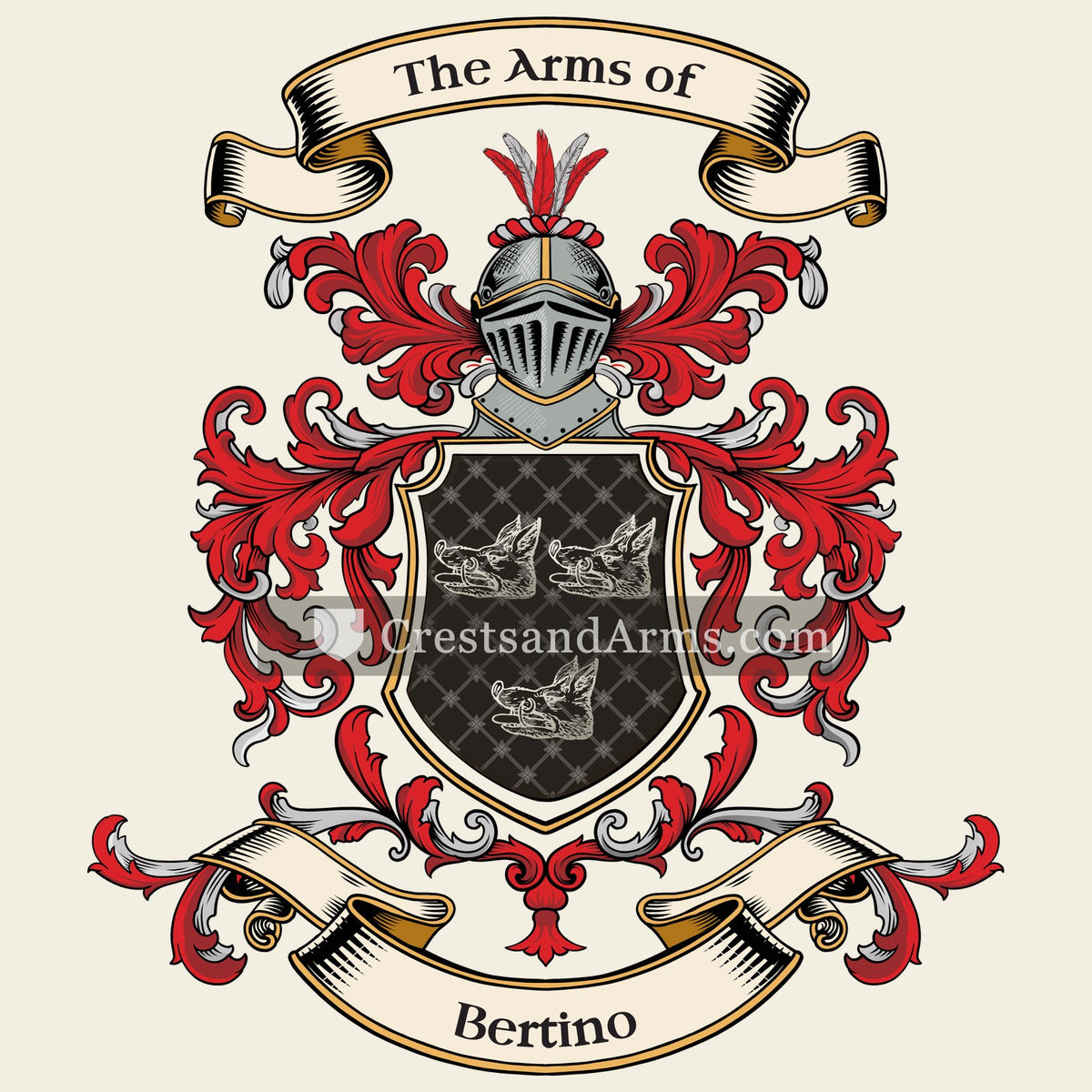 The Bertino coat of arms, drawn from the recorded blazon