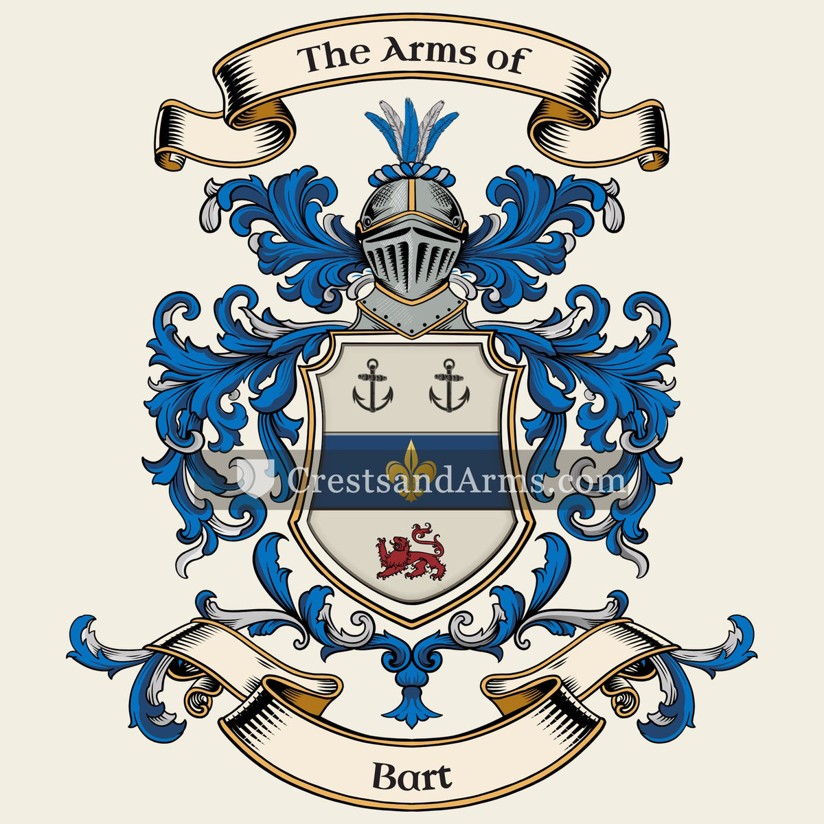 The Bart coat of arms, drawn from the recorded blazon