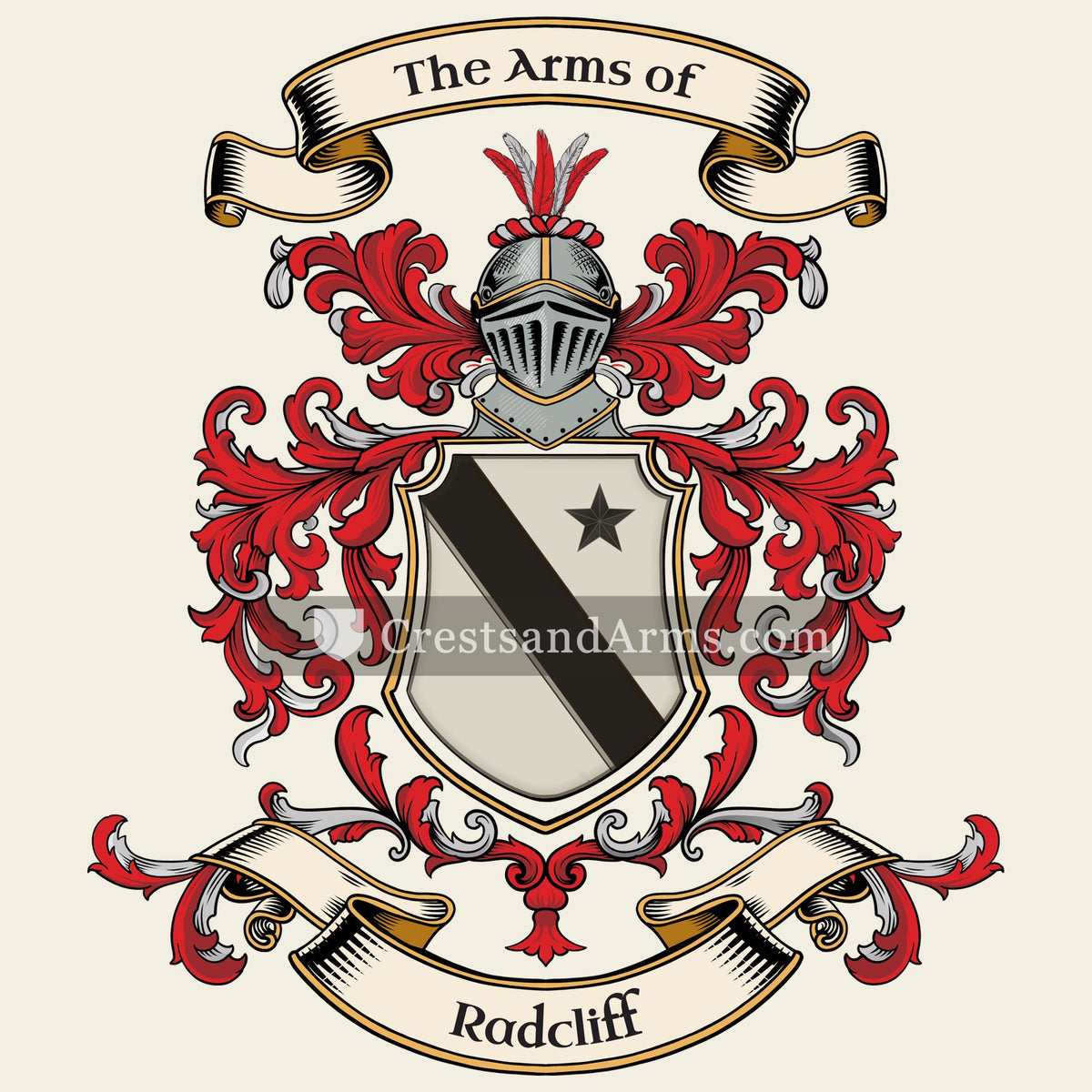 The Radcliff coat of arms, drawn from the recorded blazon