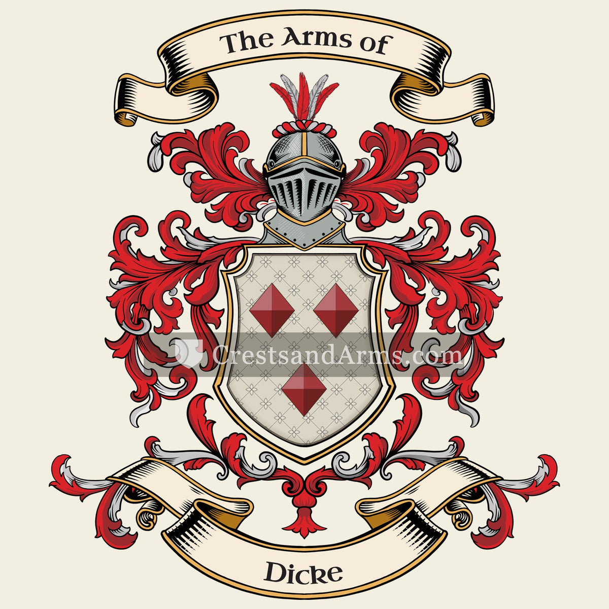 The Dicke coat of arms, drawn from the recorded blazon