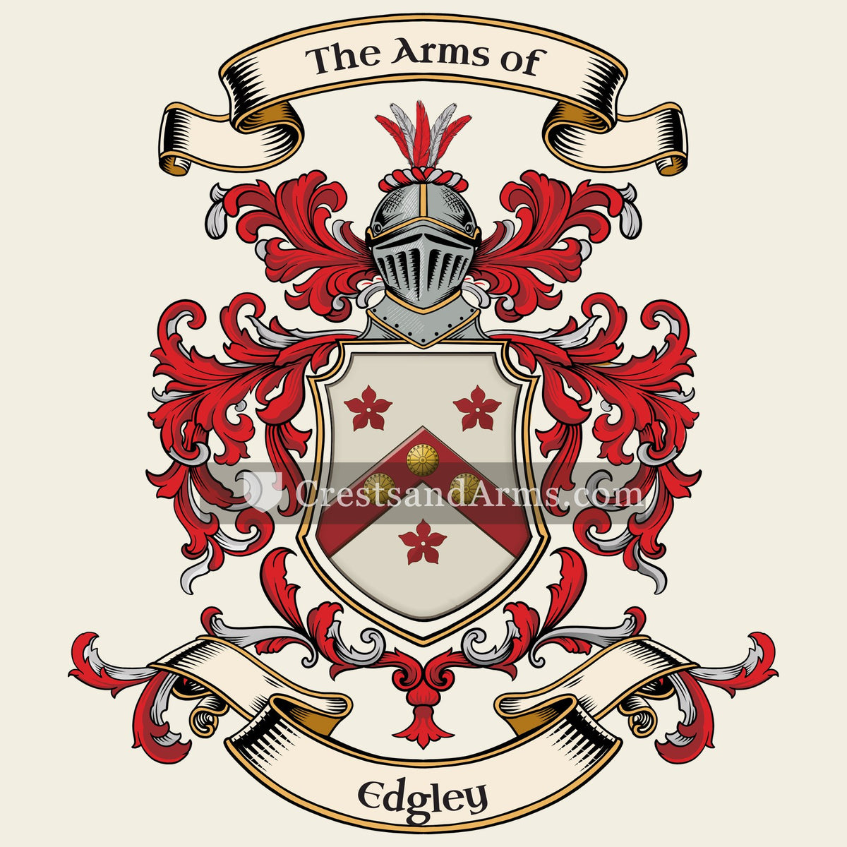 The Edgley coat of arms, drawn from the recorded blazon