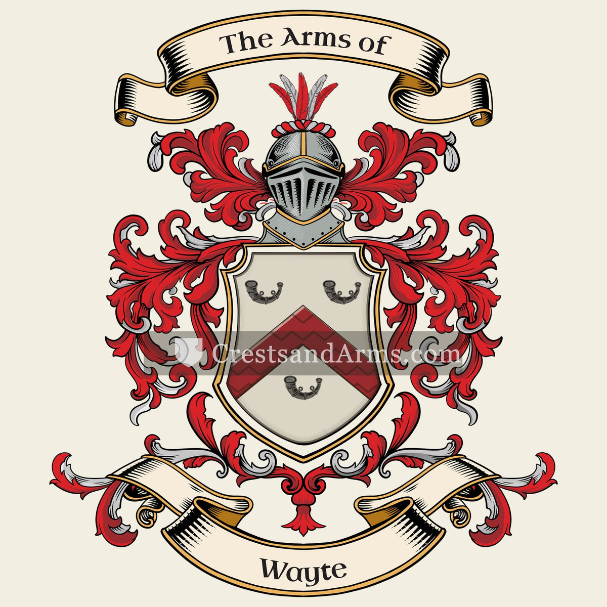 The Wayte coat of arms, drawn from the recorded blazon