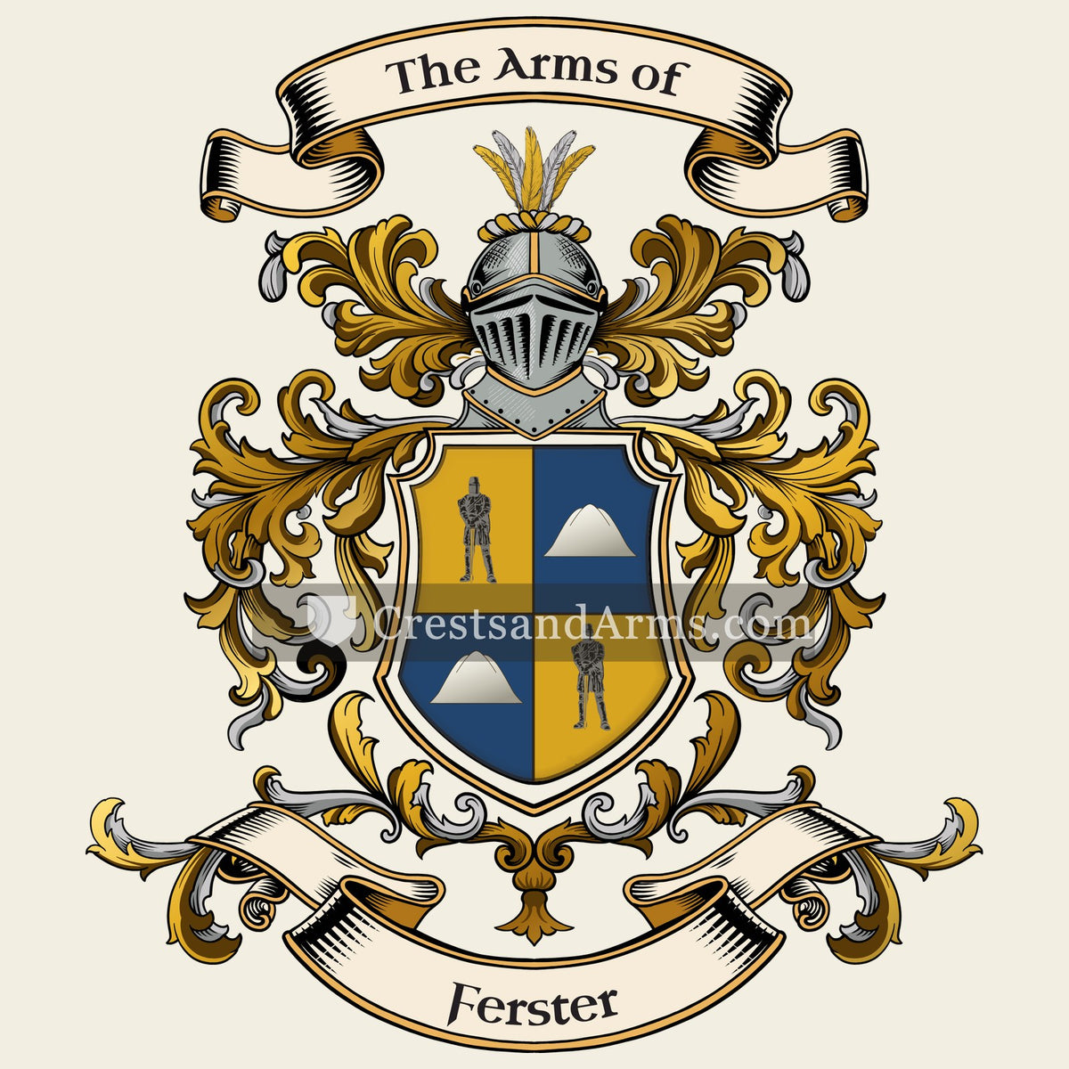 The Ferster coat of arms, drawn from the recorded blazon