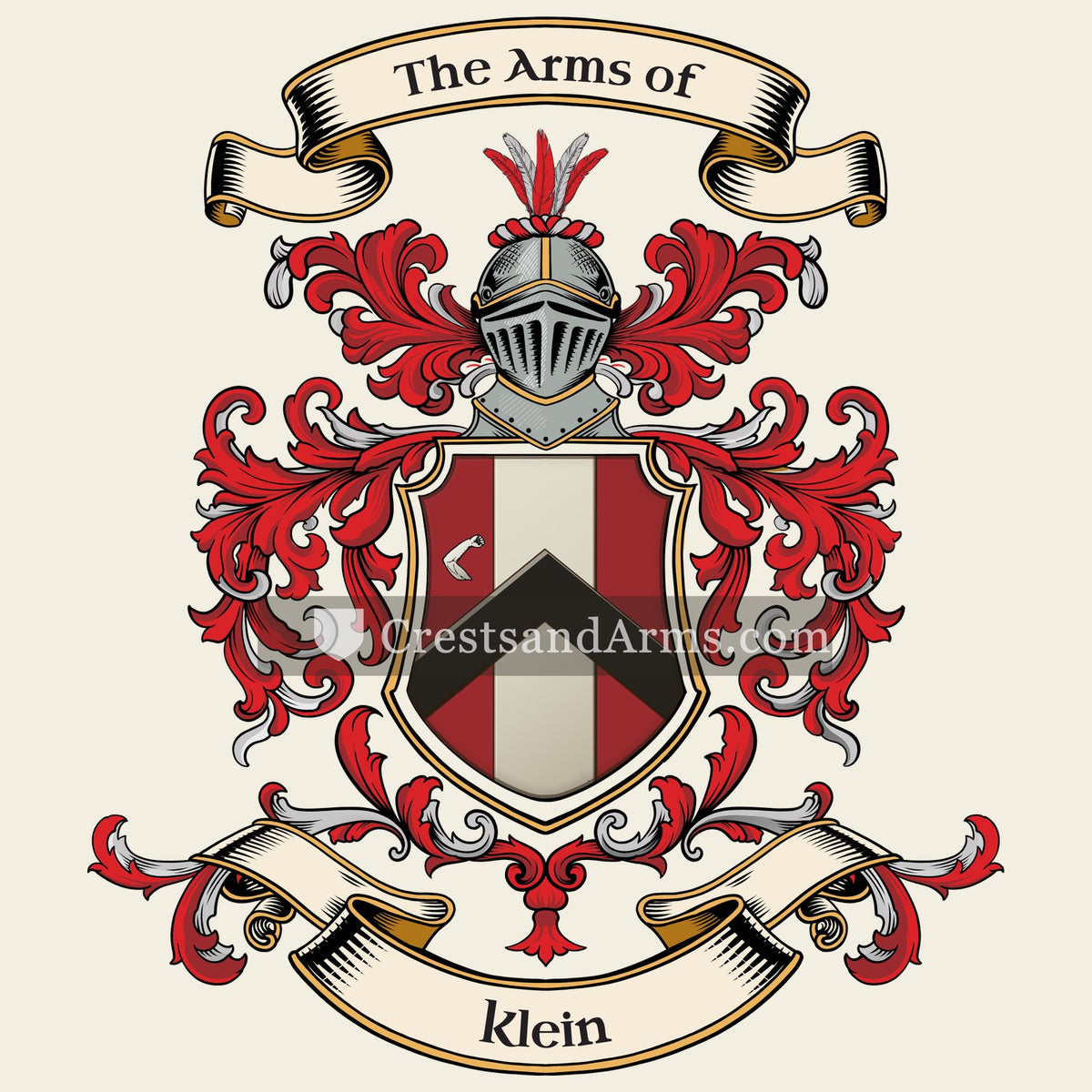 The Klein coat of arms, drawn from the recorded blazon