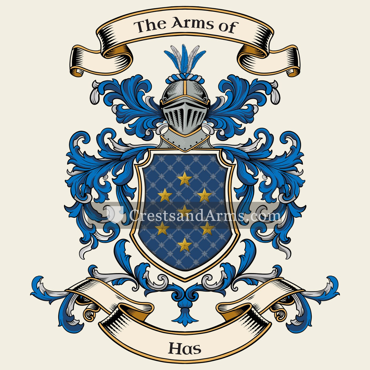 The Has coat of arms, drawn from the recorded blazon