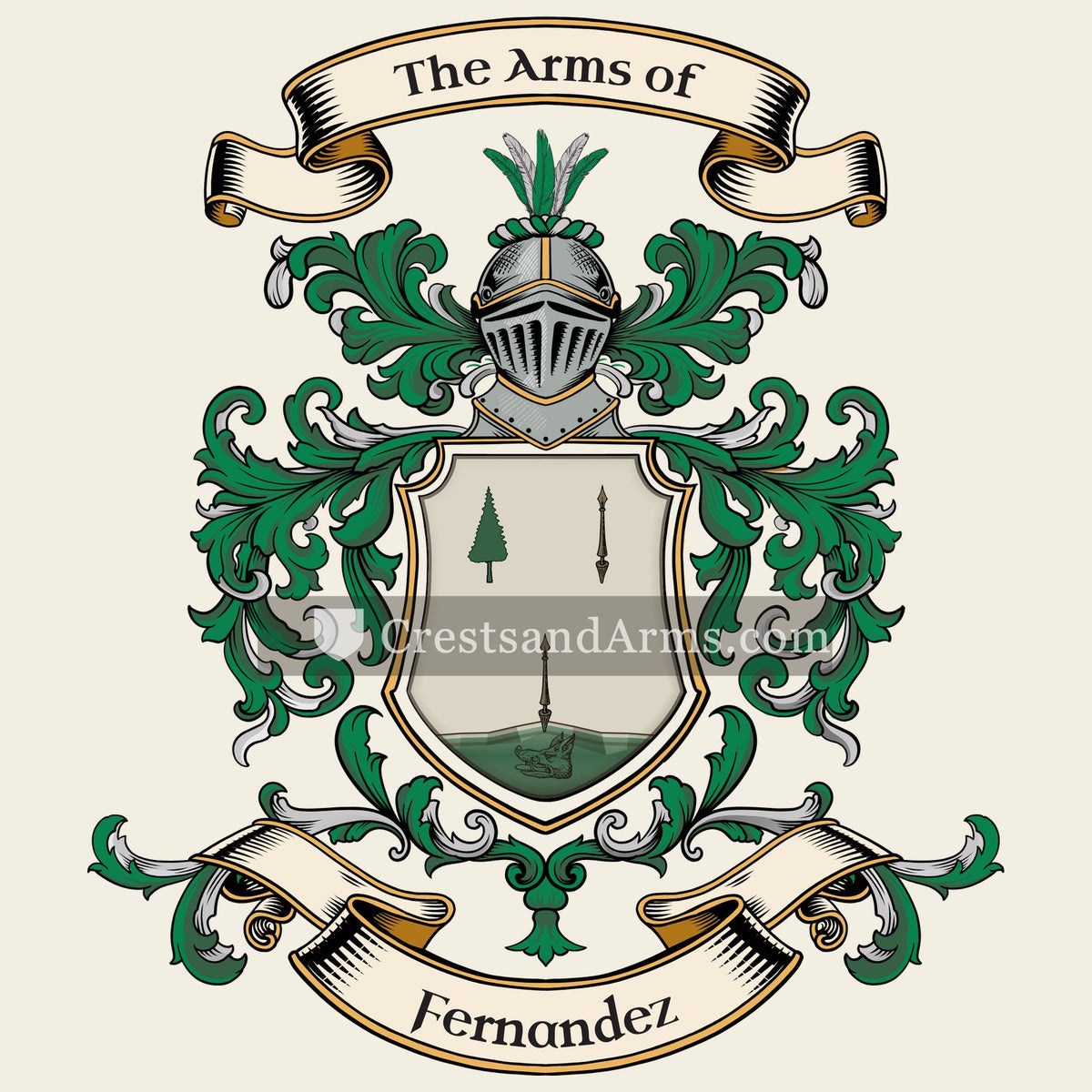 The Fernandez coat of arms, drawn from the recorded blazon