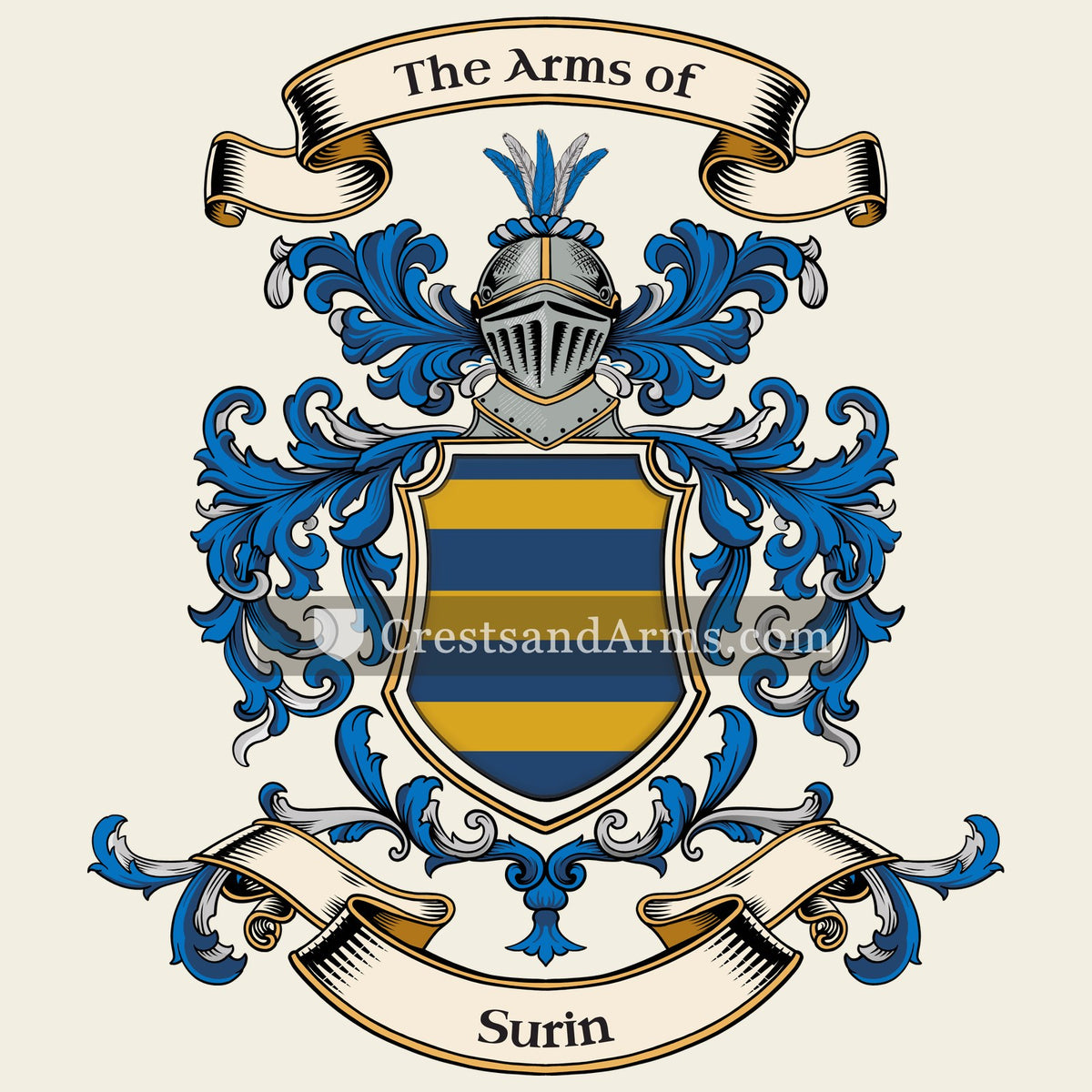 The Surin coat of arms, drawn from the recorded blazon