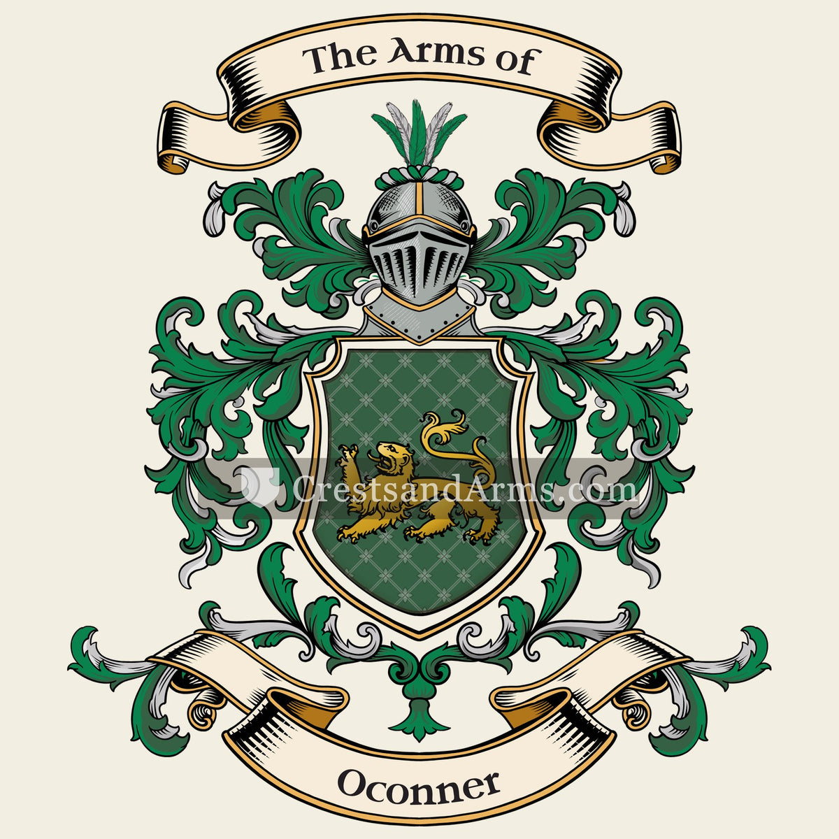 The Oconner coat of arms, drawn from the recorded blazon