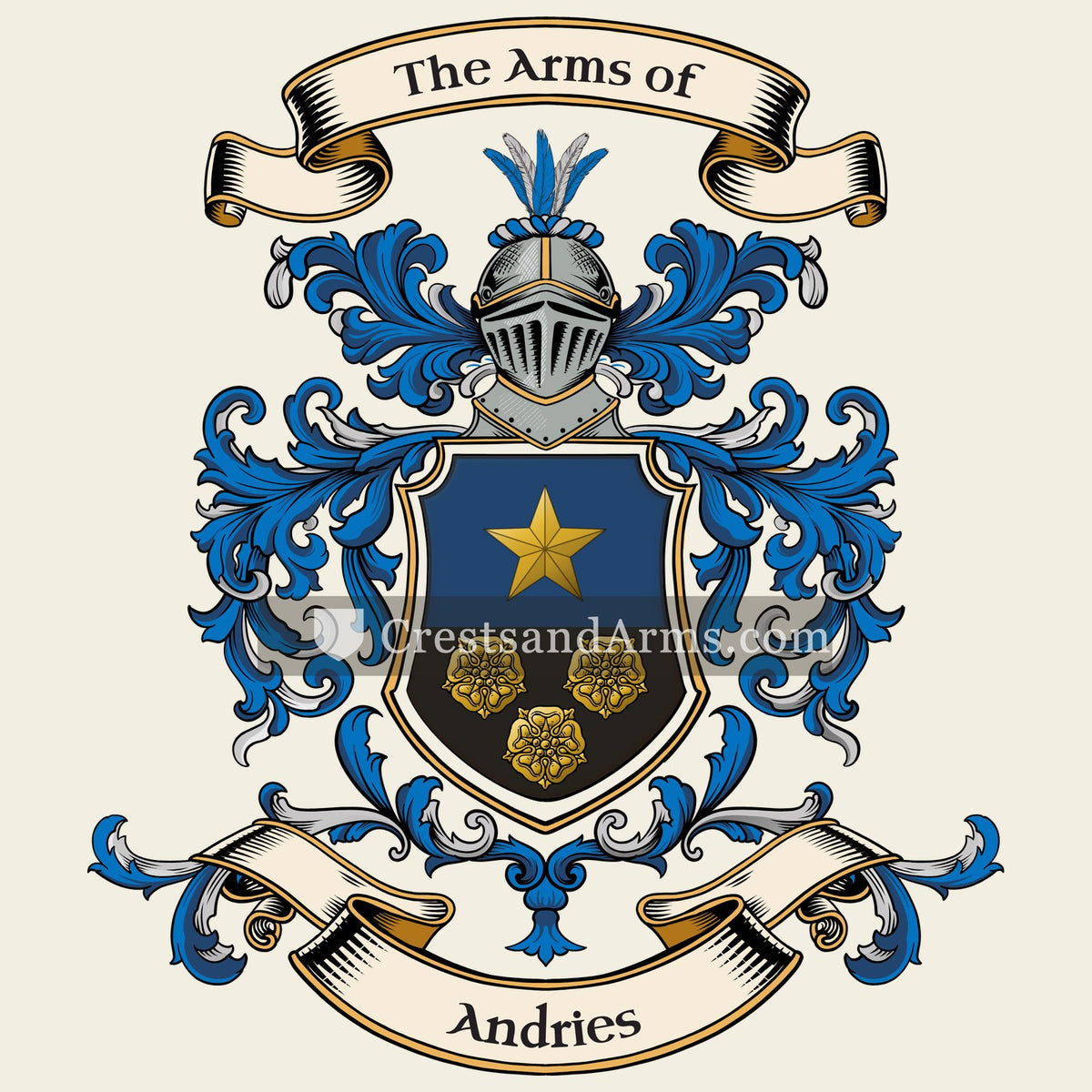 The Andries coat of arms, drawn from the recorded blazon