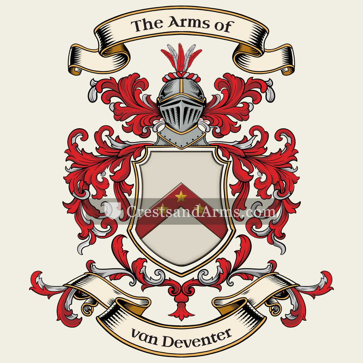 The van Deventer coat of arms, drawn from the recorded blazon