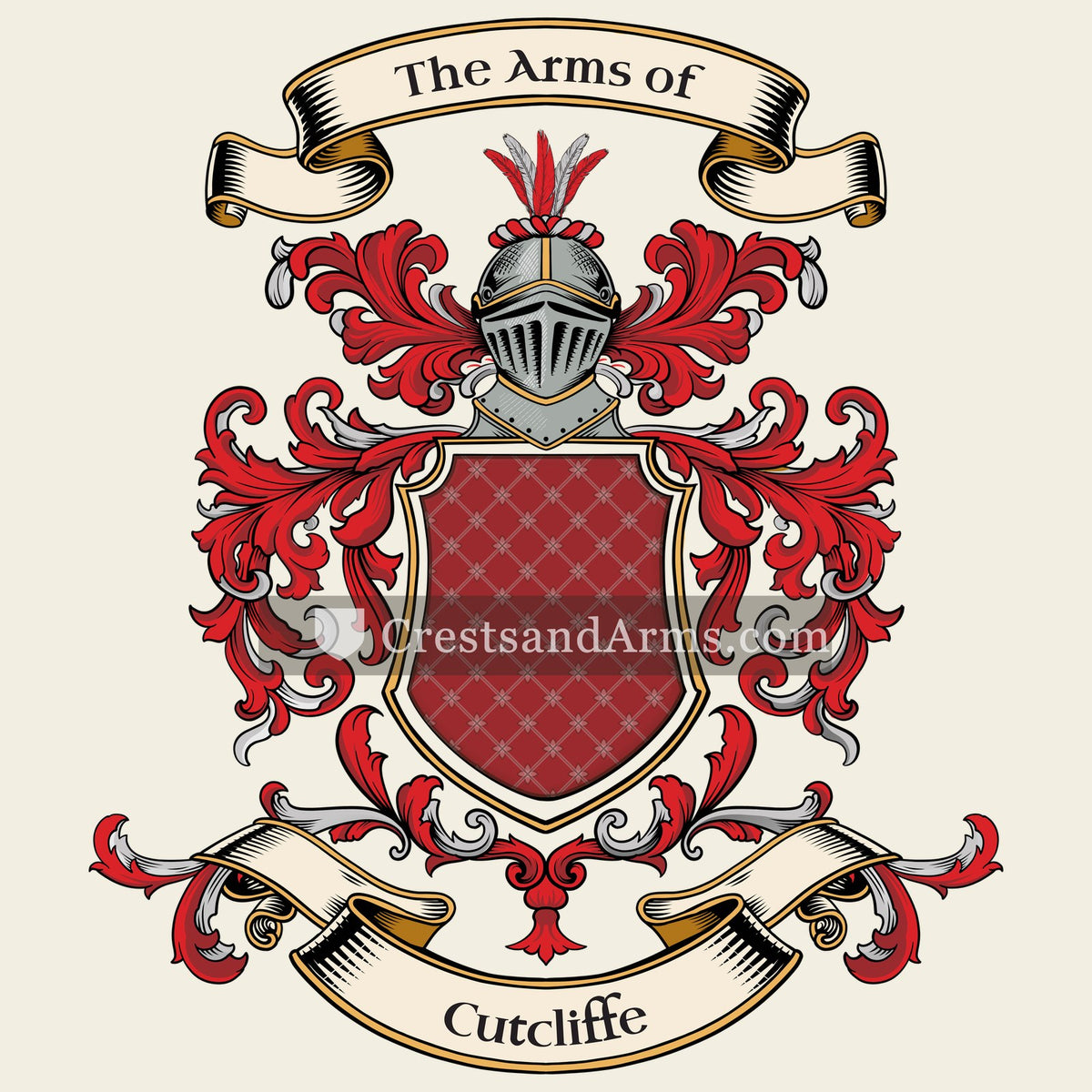 The Cutcliffe coat of arms, drawn from the recorded blazon