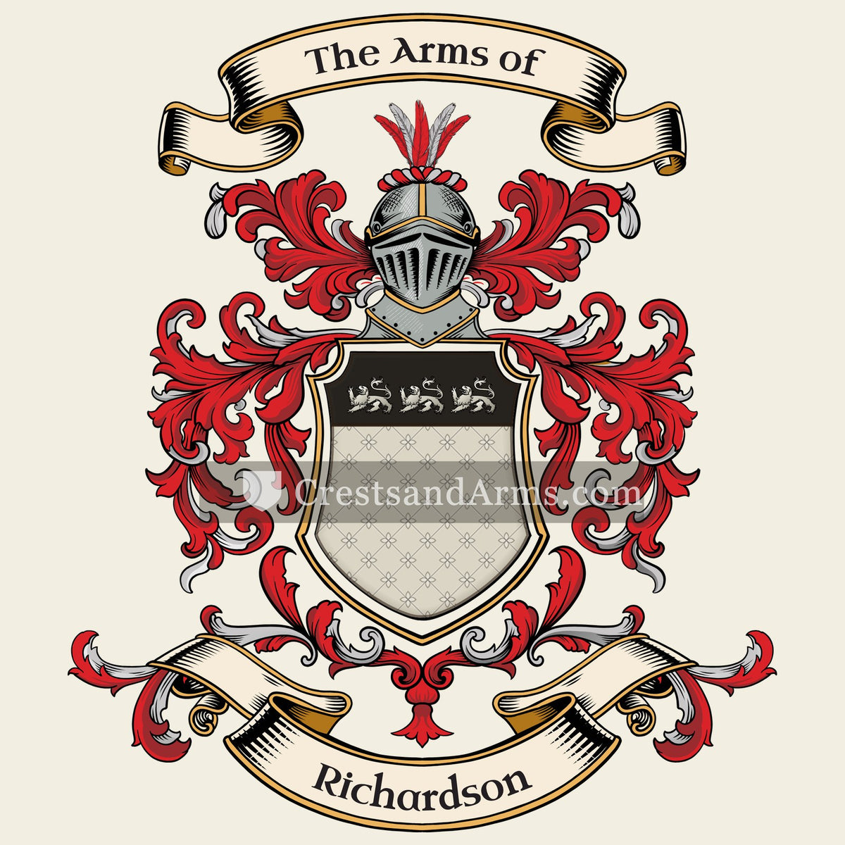 The Richardson coat of arms, drawn from the recorded blazon