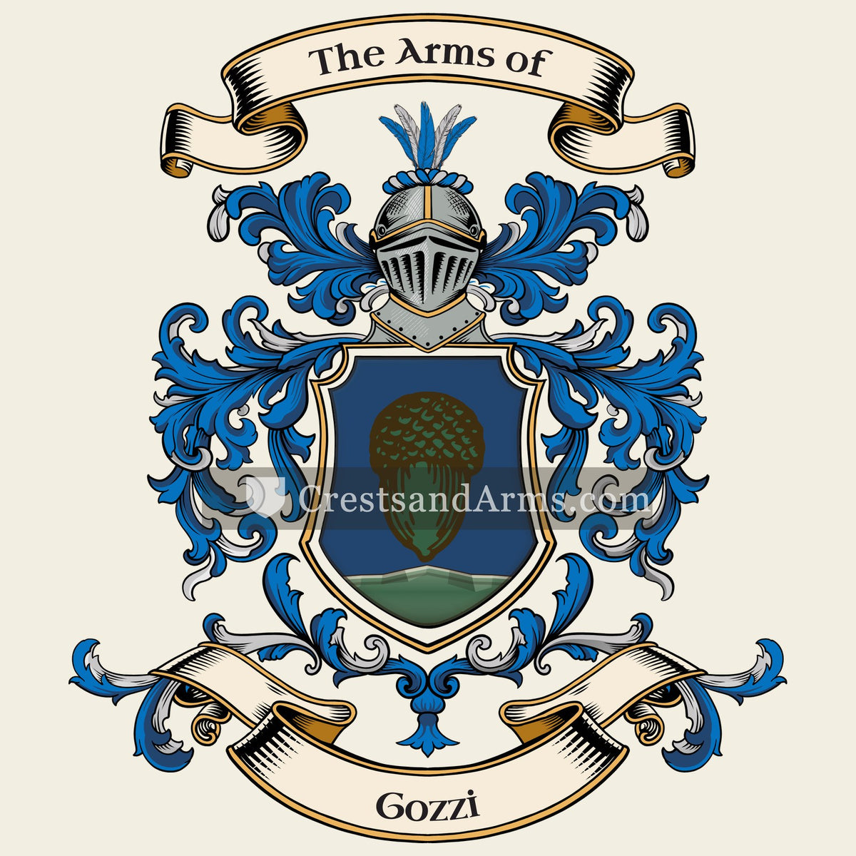 The Gozzi coat of arms, drawn from the recorded blazon