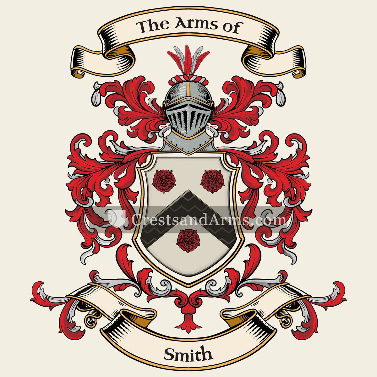 The Smith coat of arms, drawn from the recorded blazon