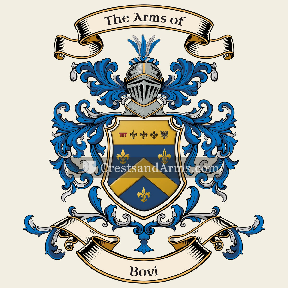 The Bovi coat of arms, drawn from the recorded blazon