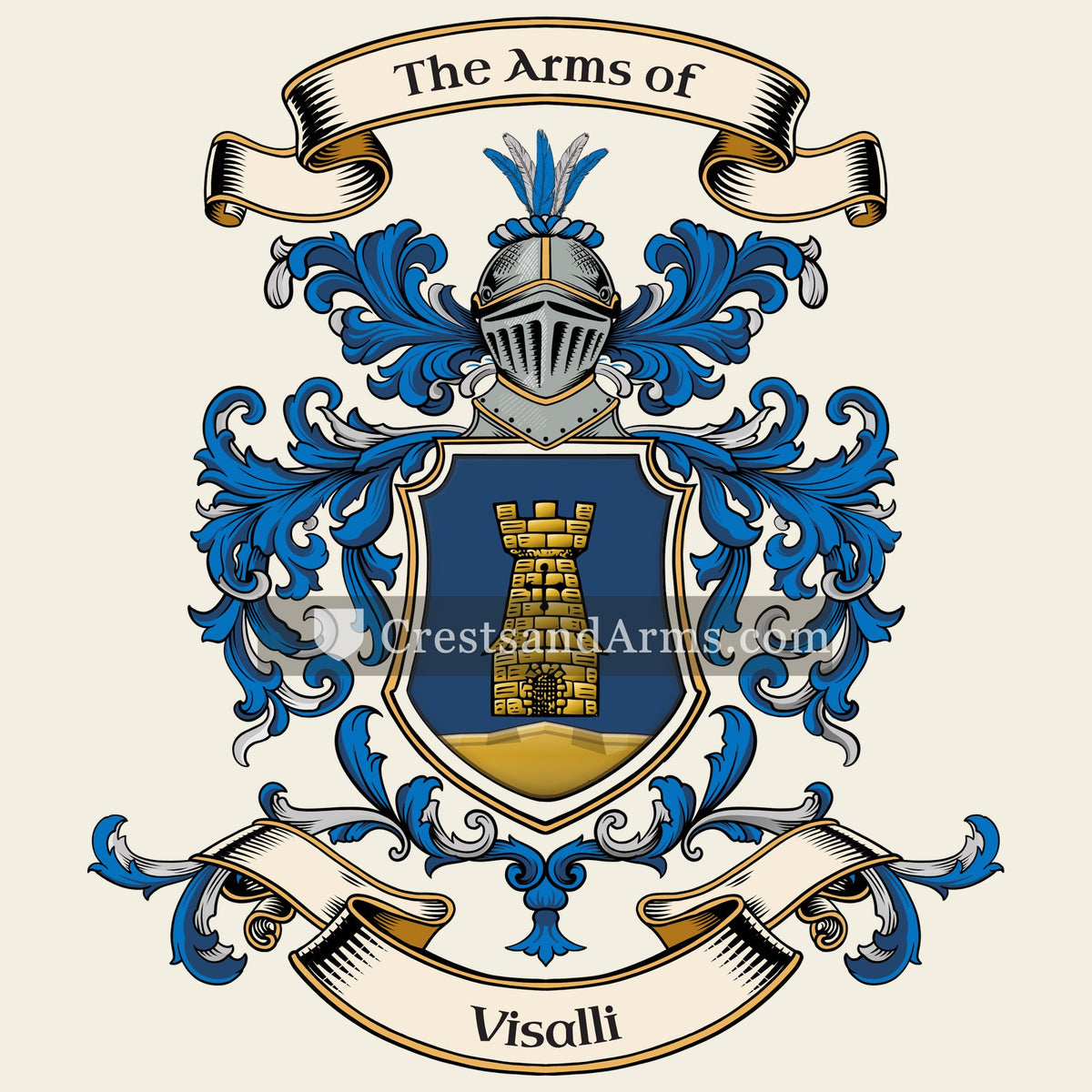 The Visalli coat of arms, drawn from the recorded blazon