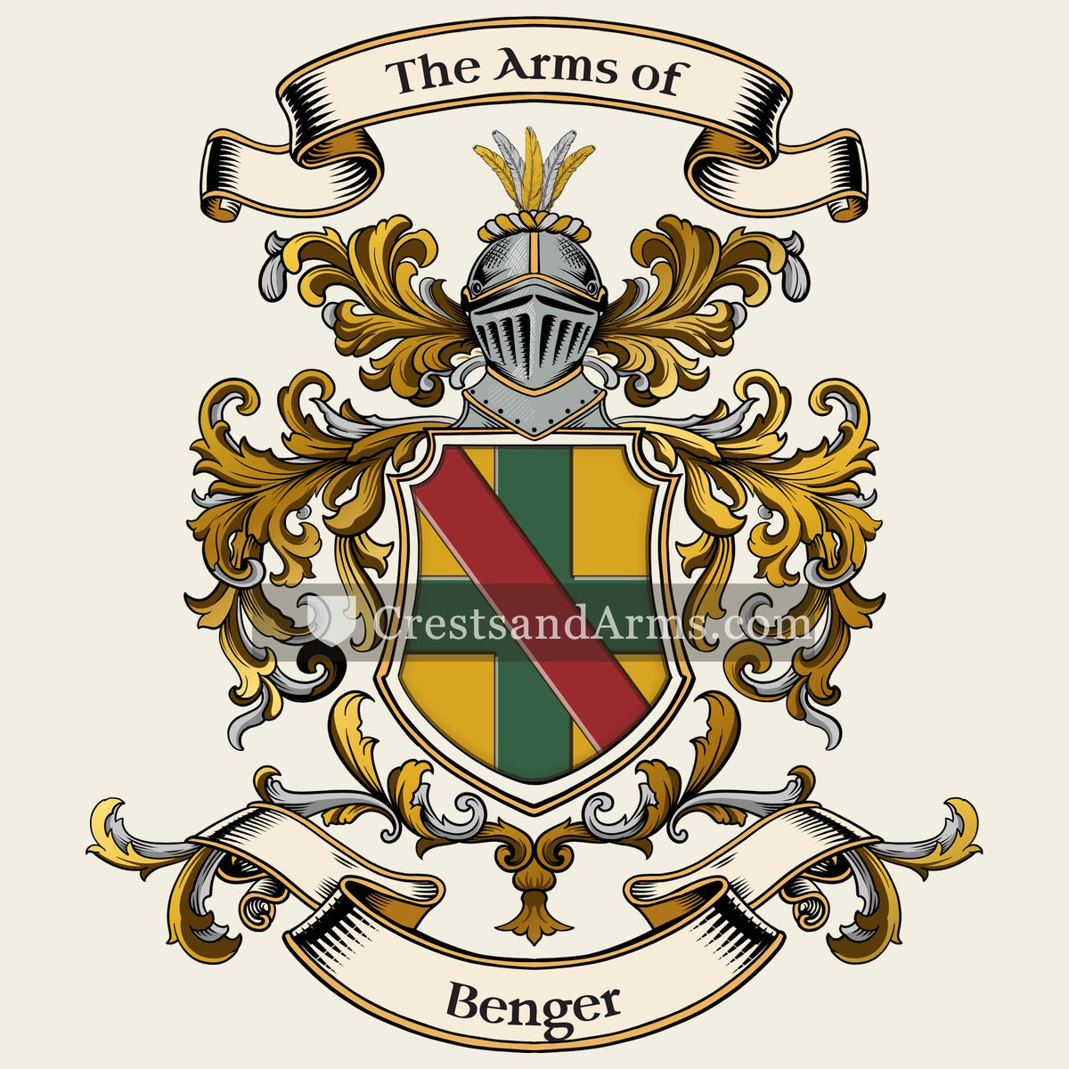 The Benger coat of arms, drawn from the recorded blazon