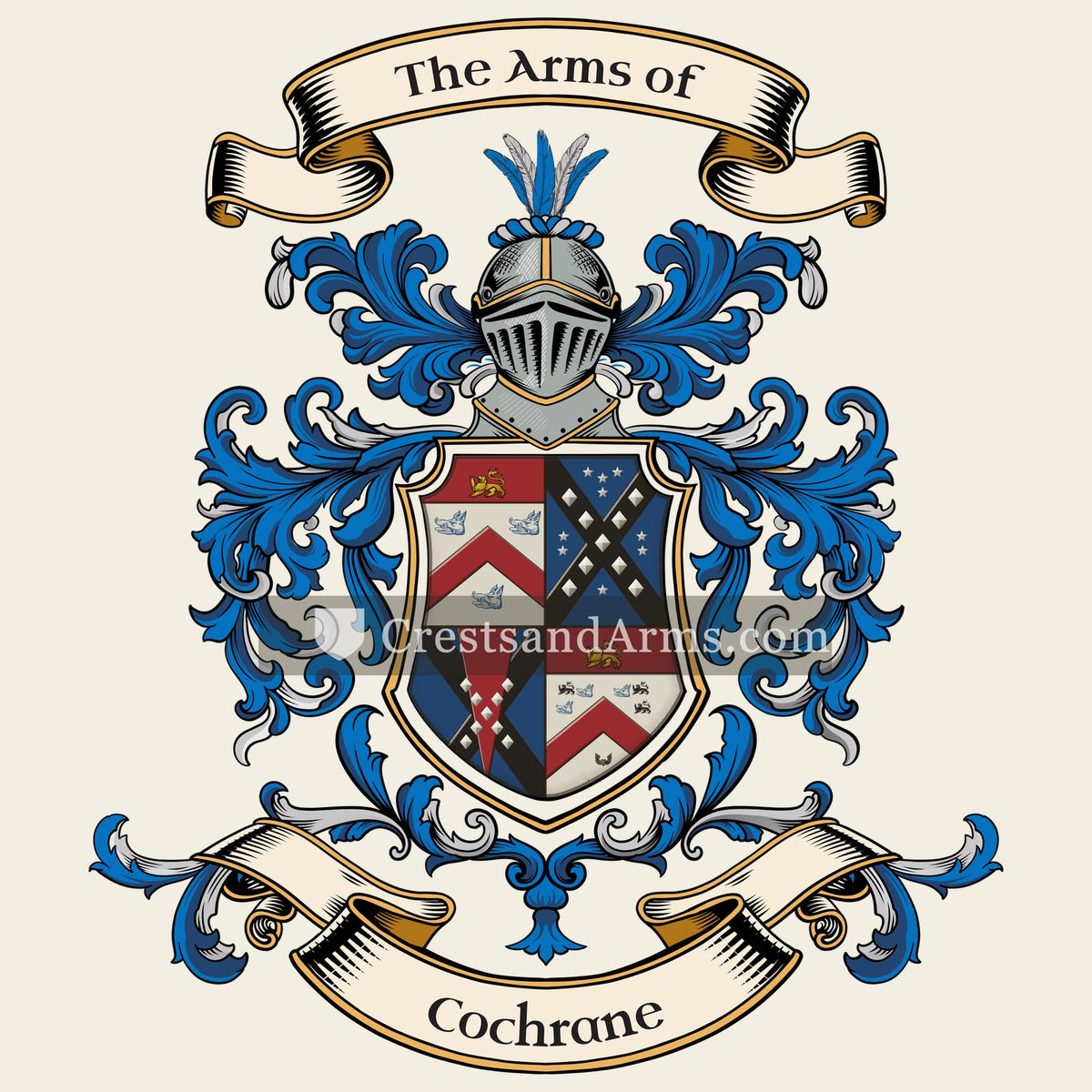 The Cochrane coat of arms, drawn from the recorded blazon