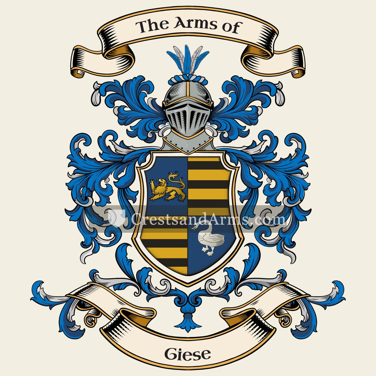 The Giese coat of arms, drawn from the recorded blazon