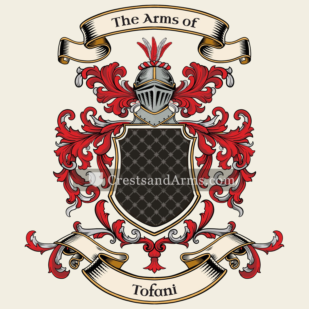The Tofani coat of arms, drawn from the recorded blazon