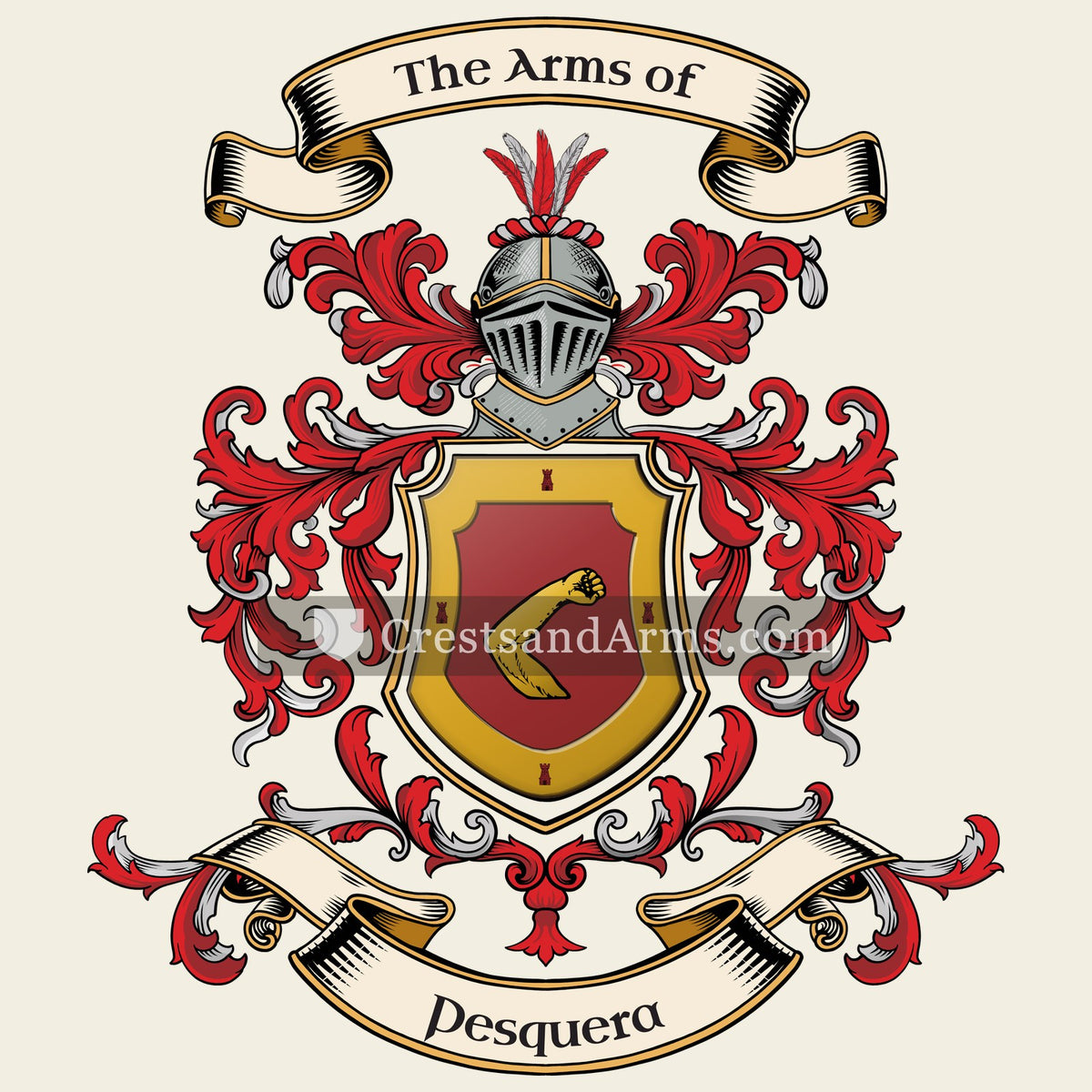 The Pesquera coat of arms, drawn from the recorded blazon