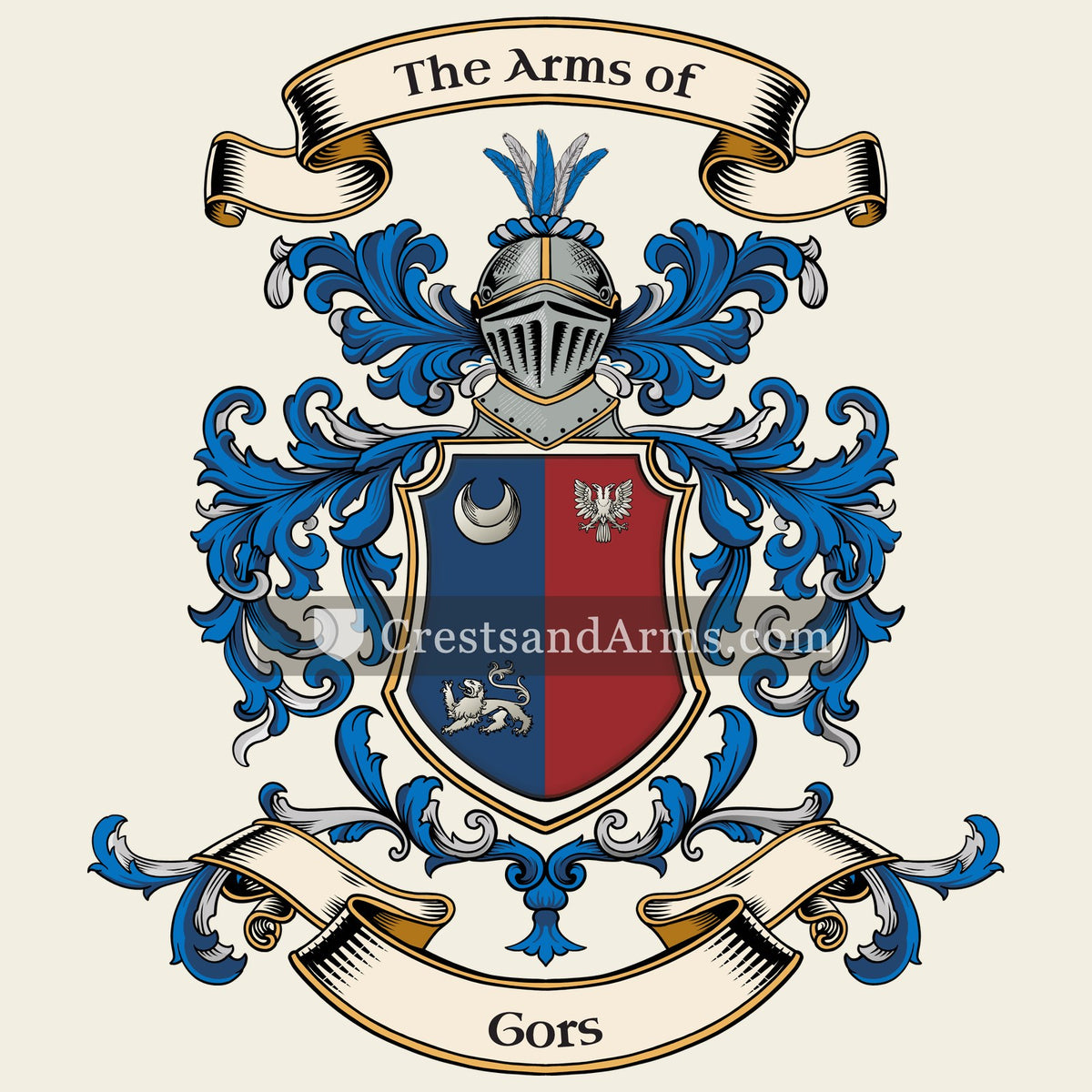 The Gors coat of arms, drawn from the recorded blazon