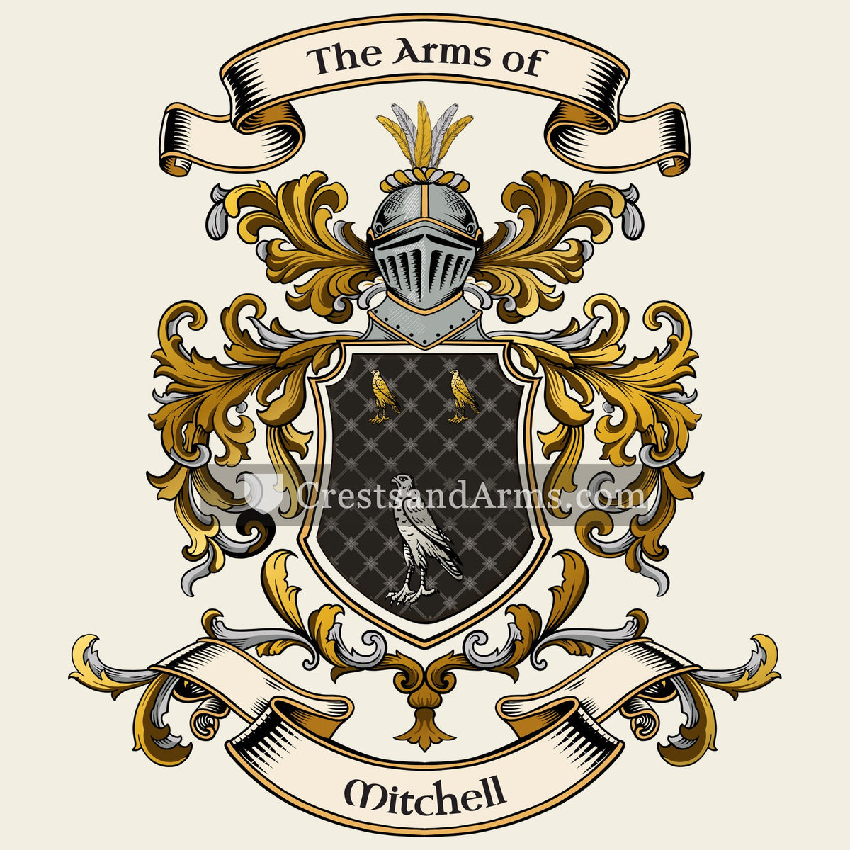 The Mitchell coat of arms, drawn from the recorded blazon