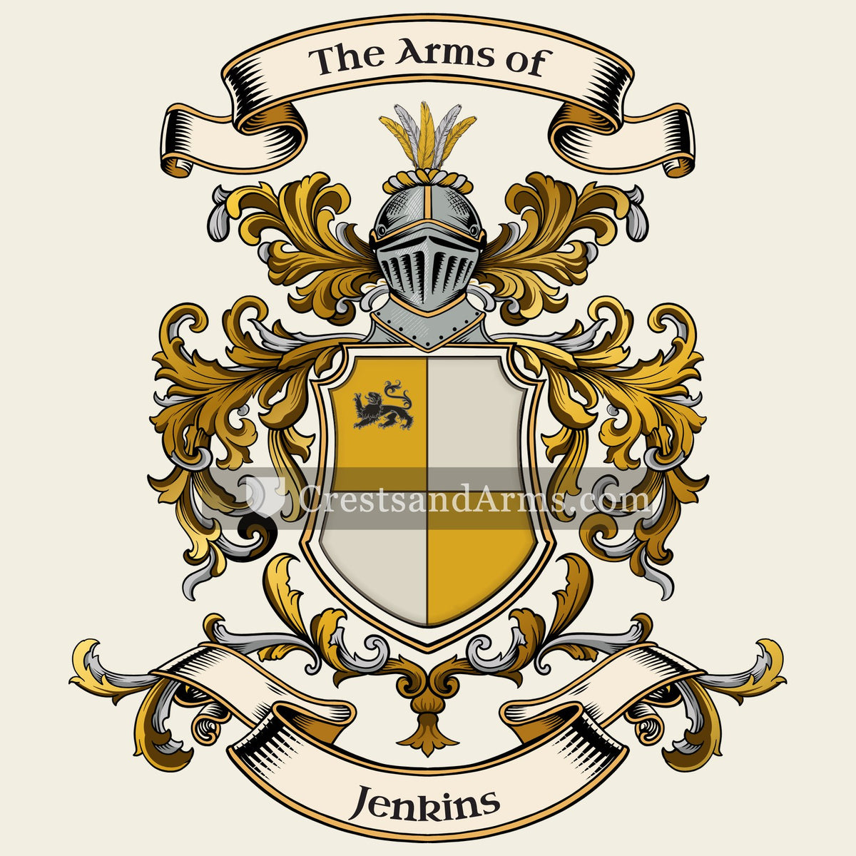 The Jenkins coat of arms, drawn from the recorded blazon