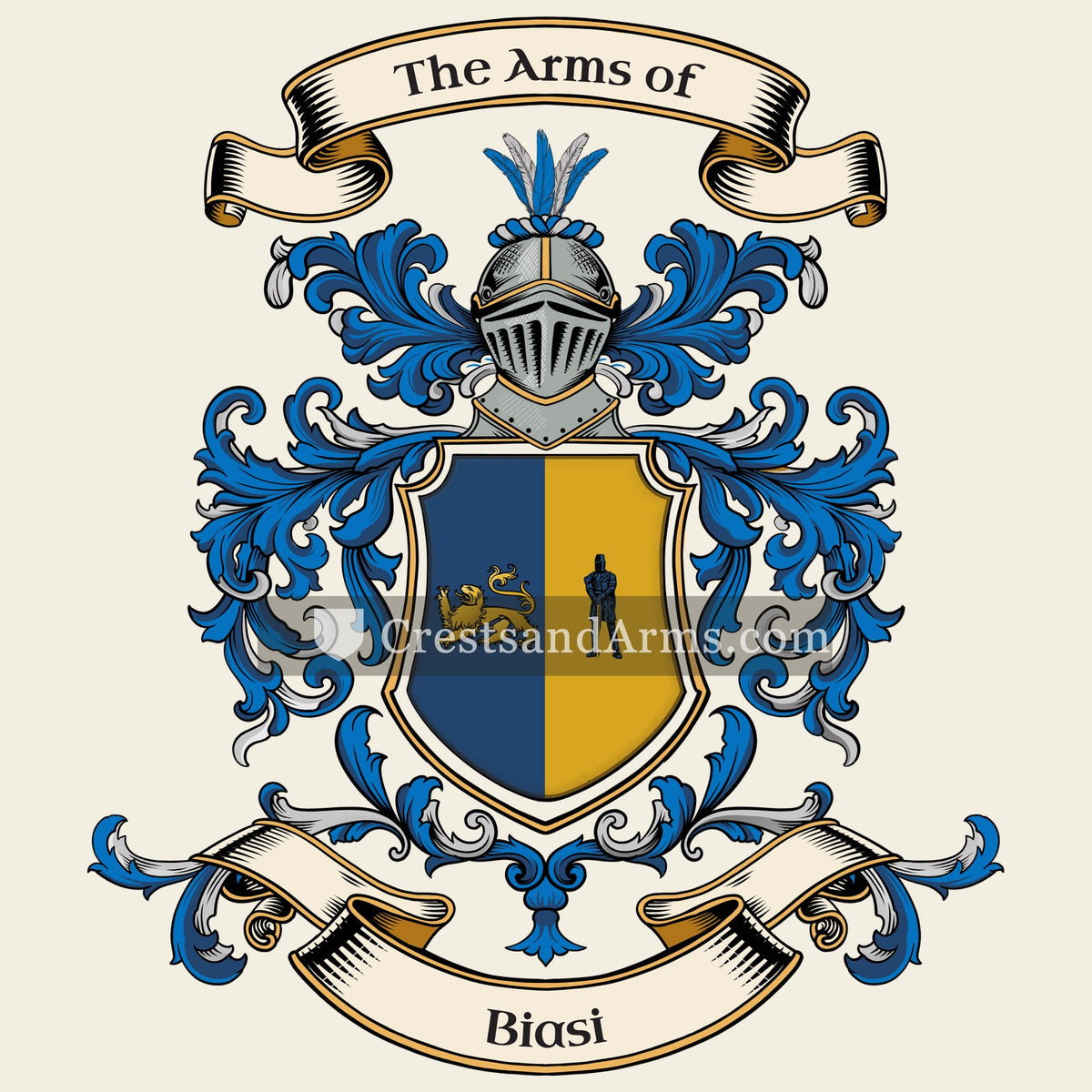 The Biasi coat of arms, drawn from the recorded blazon